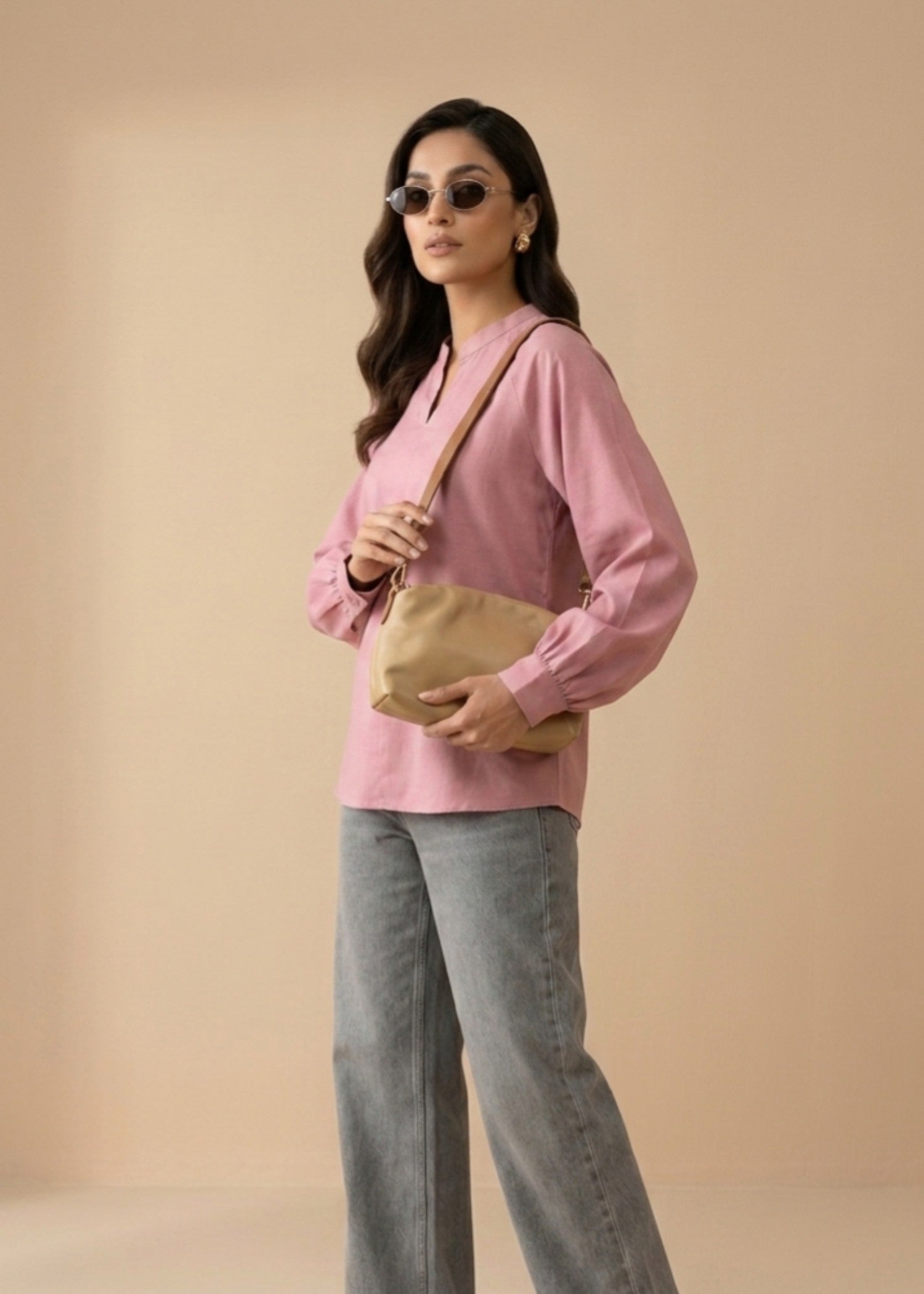 blended satin Tunic in Pink