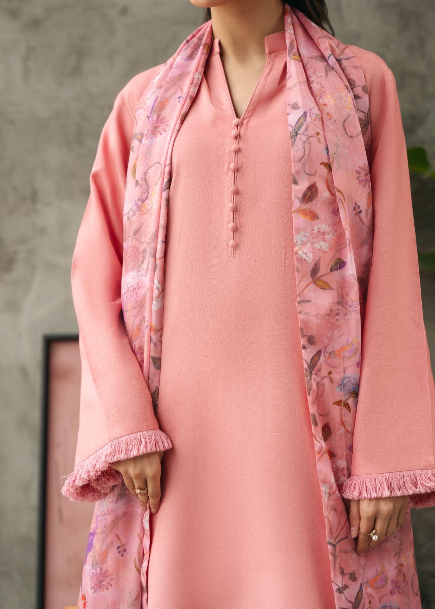 raw silk Kurta Set in Light pink