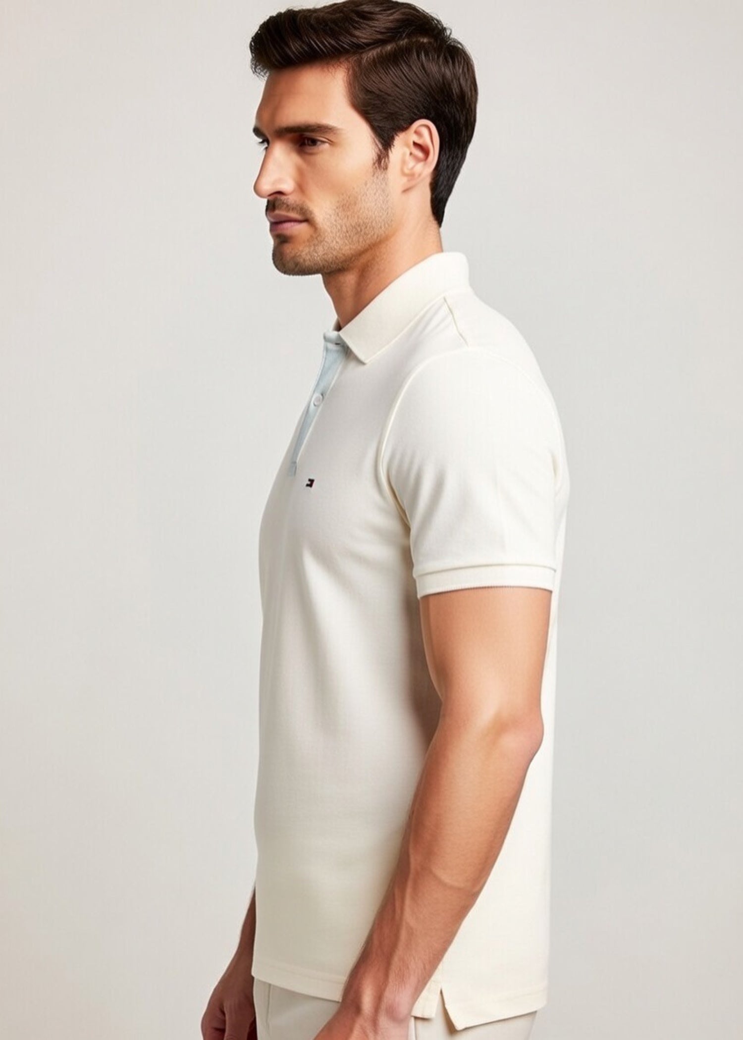 polycotton Polo Shirt in Cream