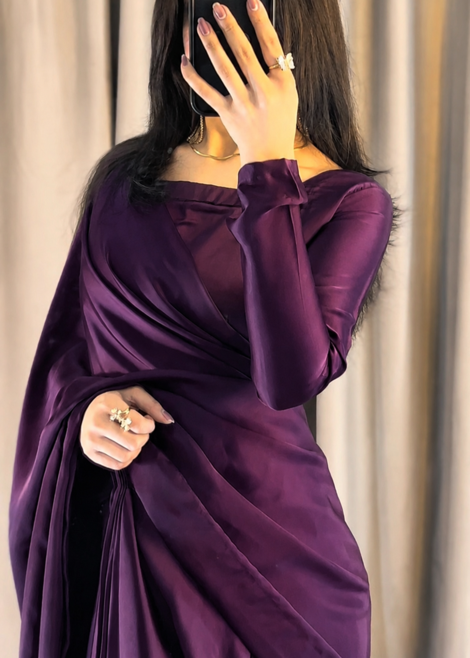silk Saree in Plum purple