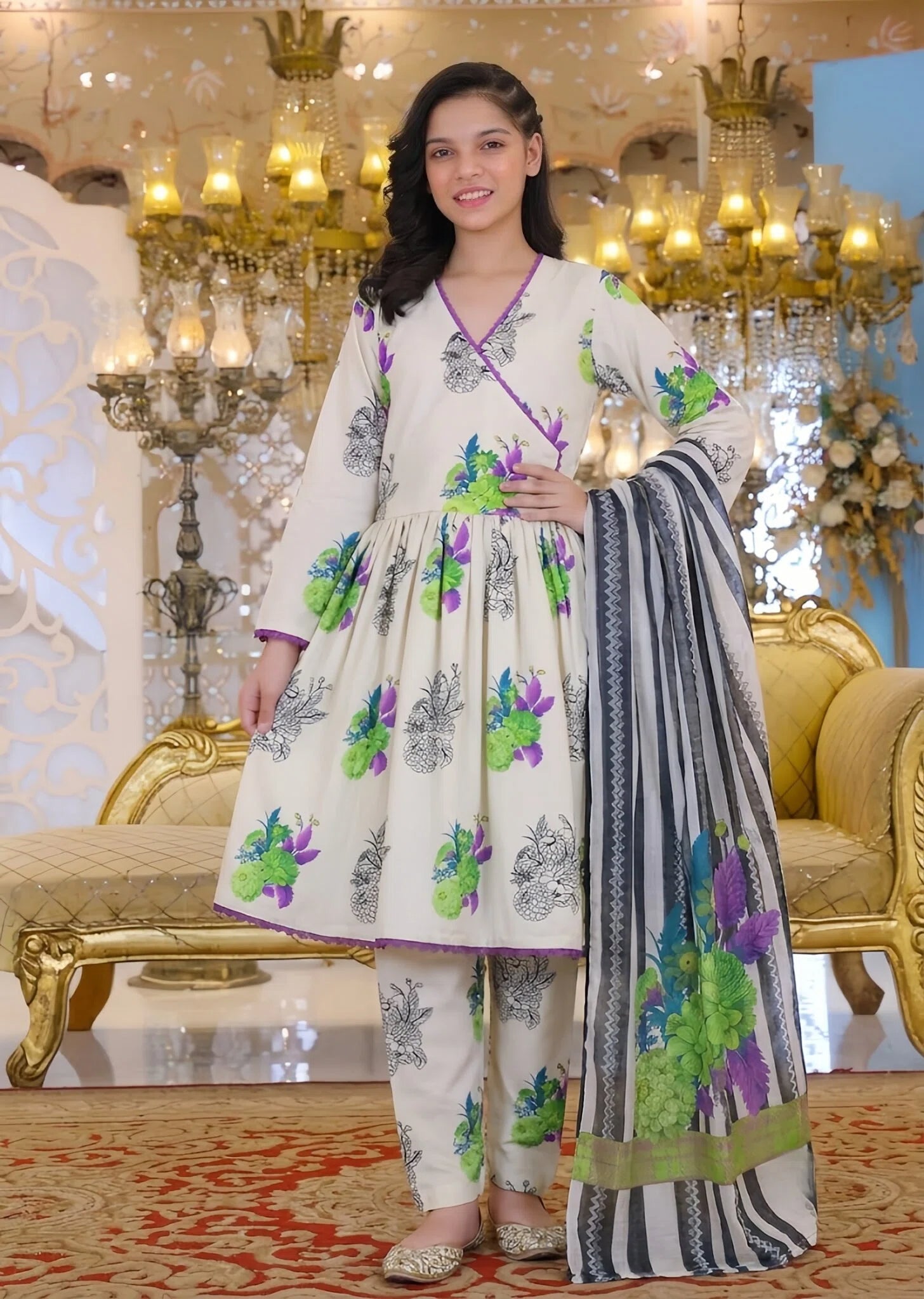poly lawn Angrakha in Ivory