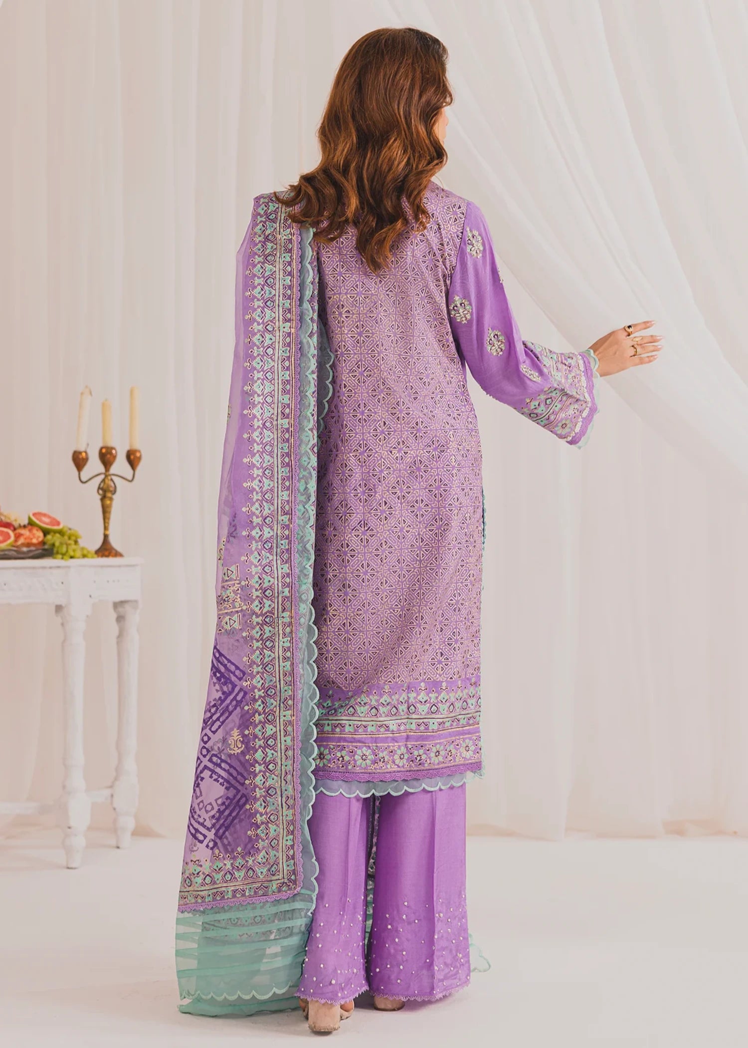 raw silk Unstitched in Lavender