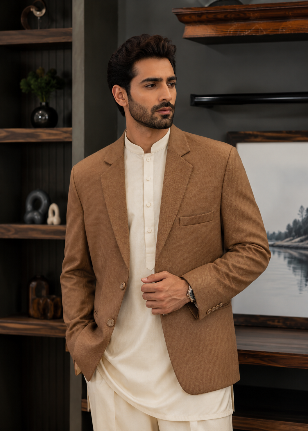 tropical Blazer in Camel brown