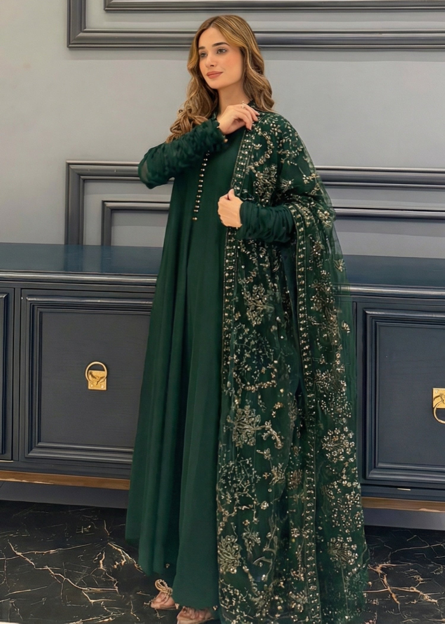chiffon Maxi in Dark green