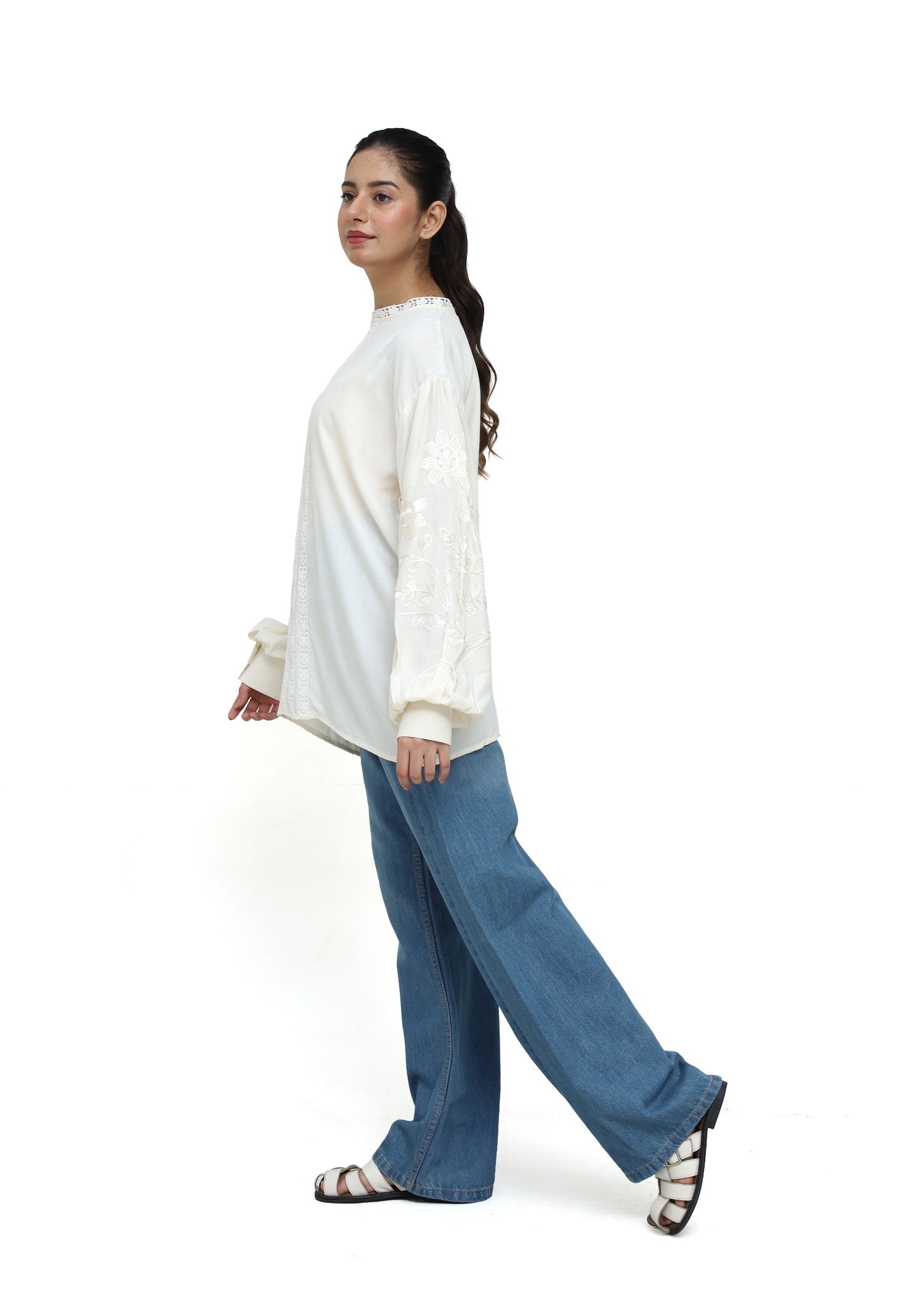cotton linen Top in Ivory