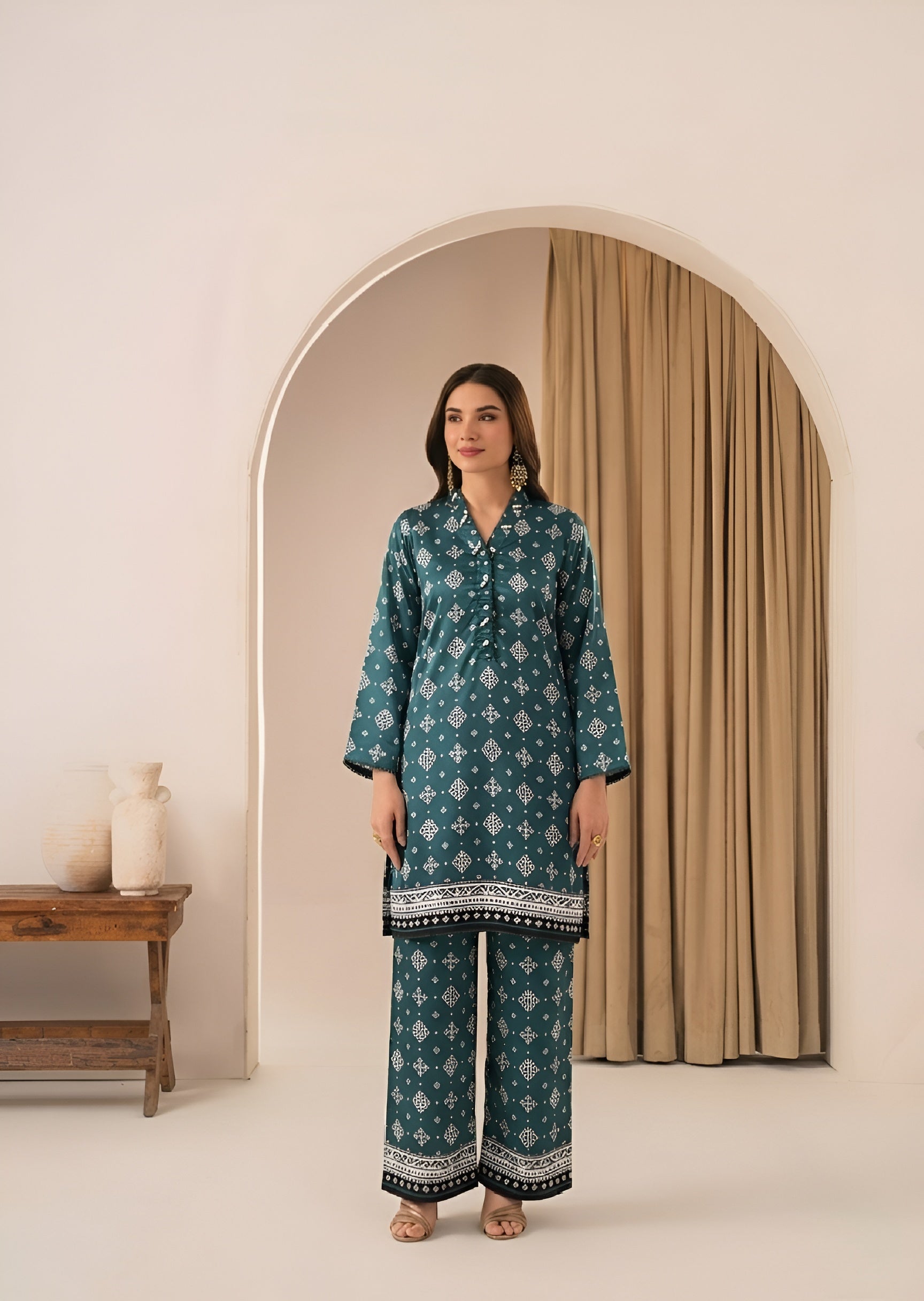 cotton Co Ord Sets in Pine green