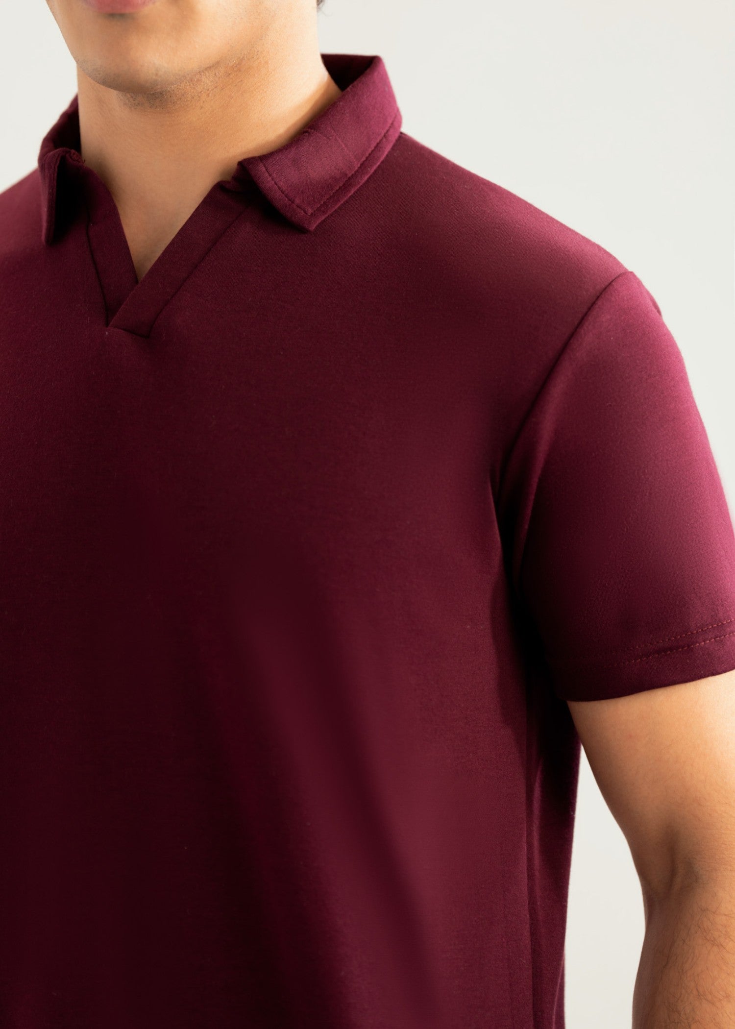 interlock knit Polo Shirt in Maroon