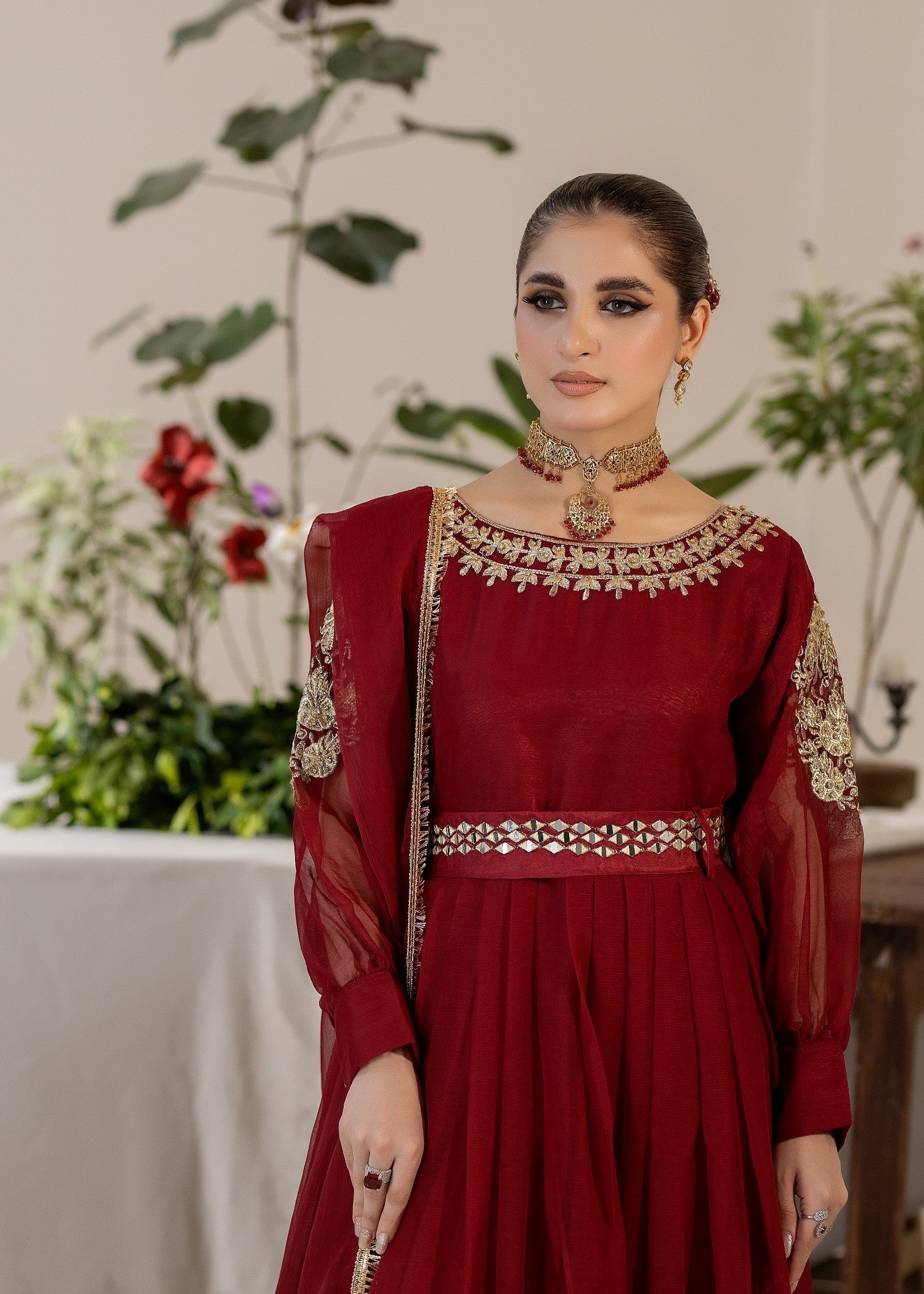 chiffon Maxi in Maroon