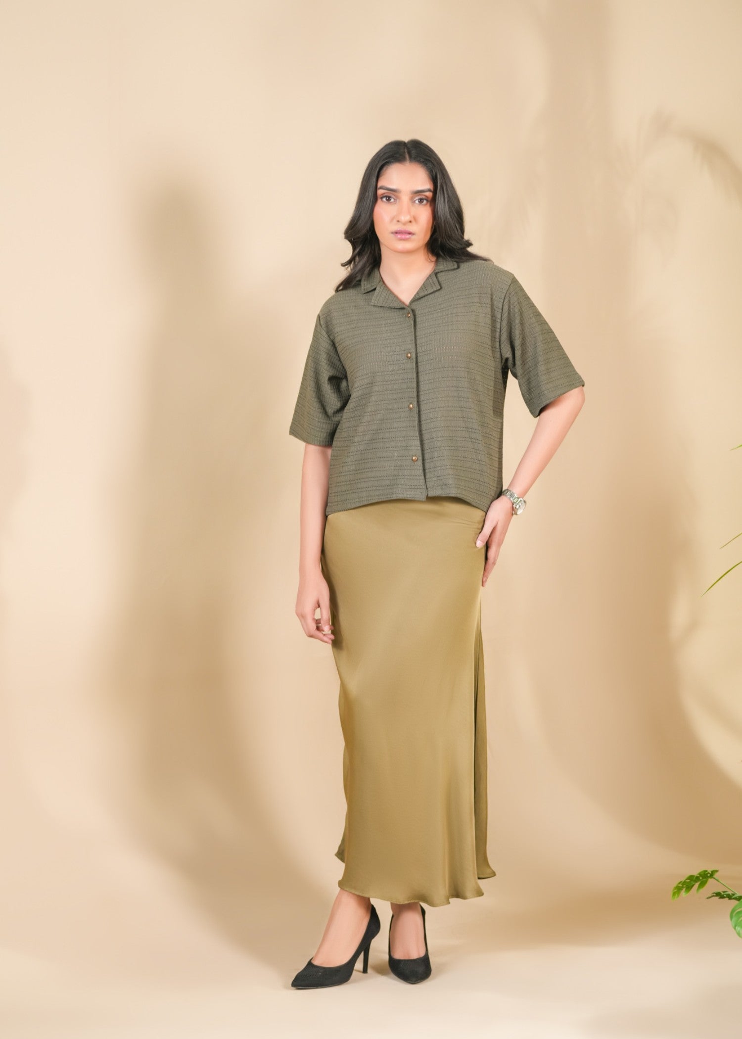 jersey knit Top in Olive green