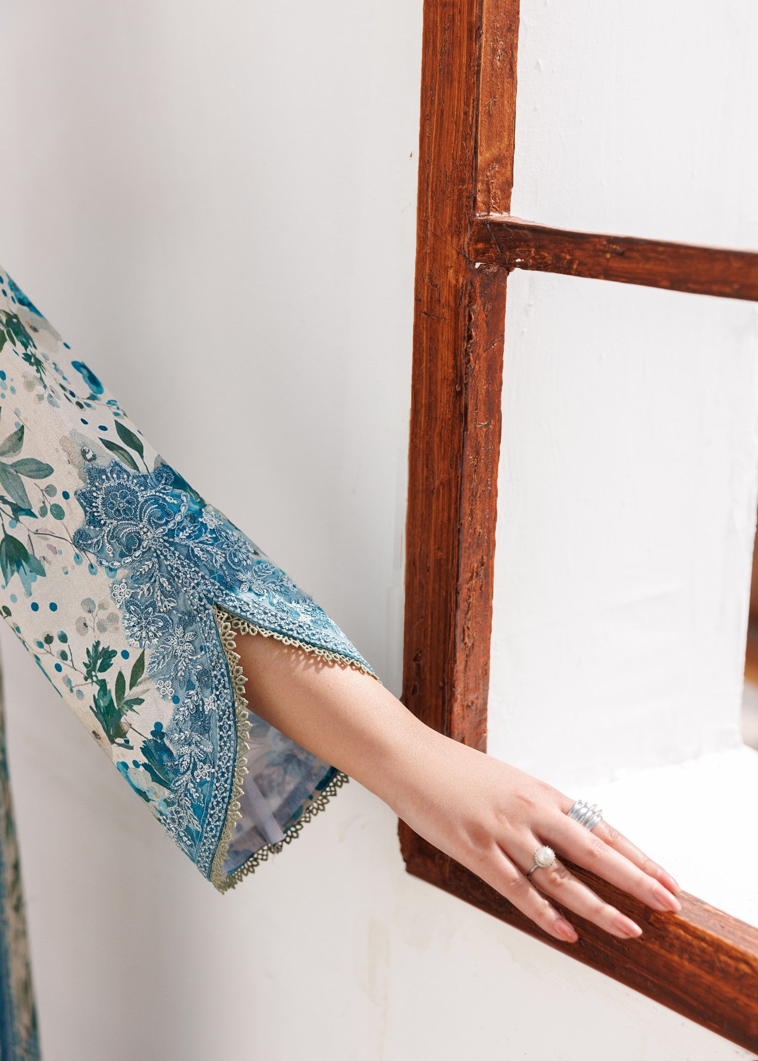 lawn Kurta Set in Aegean blue
