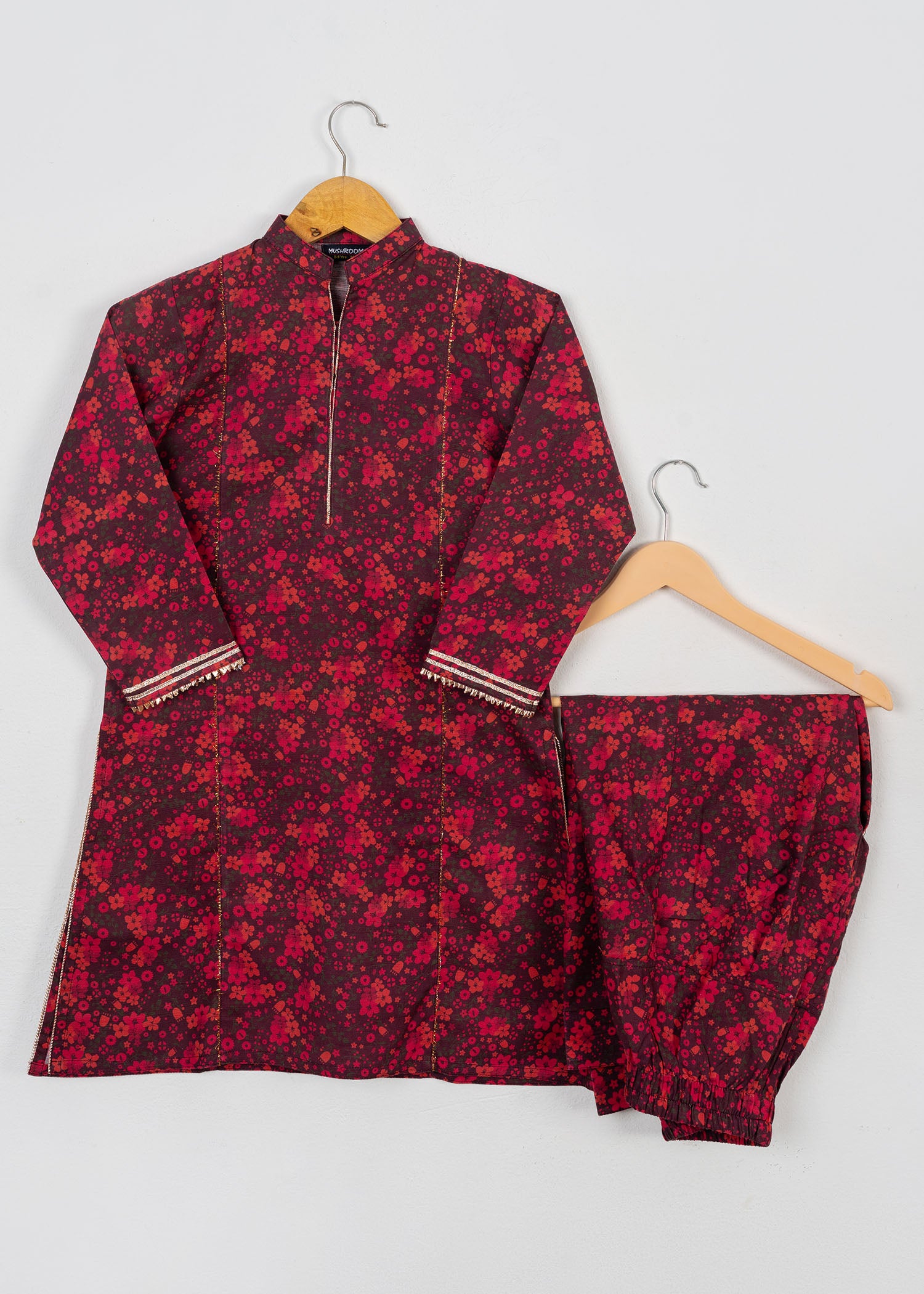khaddar Co Ord Sets in Red, maroon