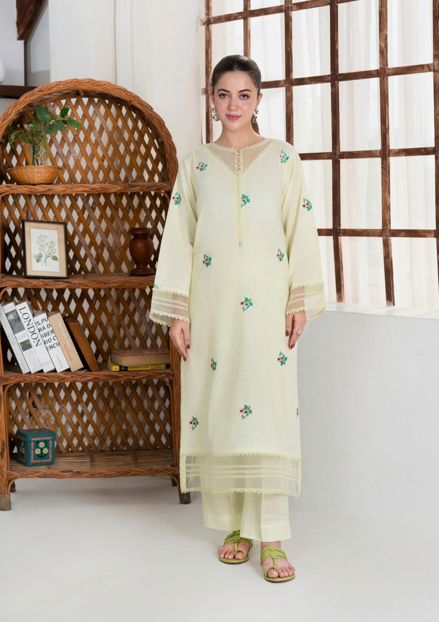 khaddar Kurta Set in Ghost white