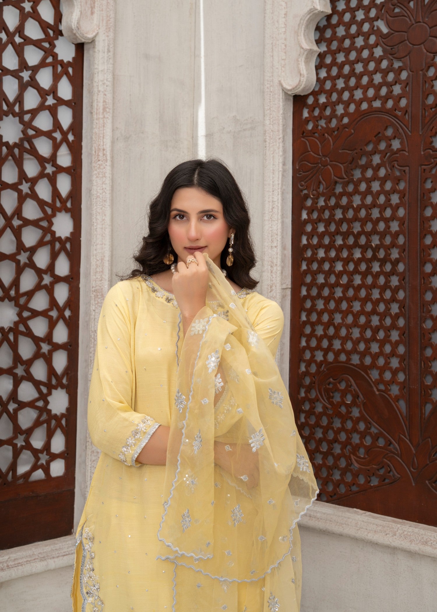silk Sharara in Yellow