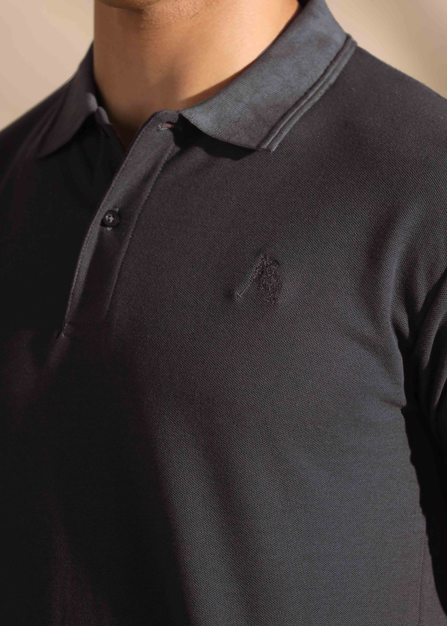 cotton pique Polo Shirt in Charcoal by Omh
