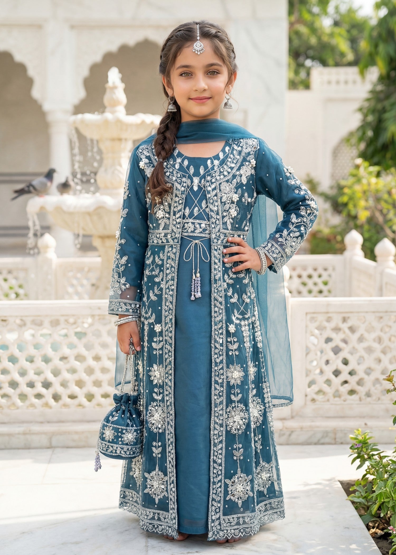 net Gown in Teal