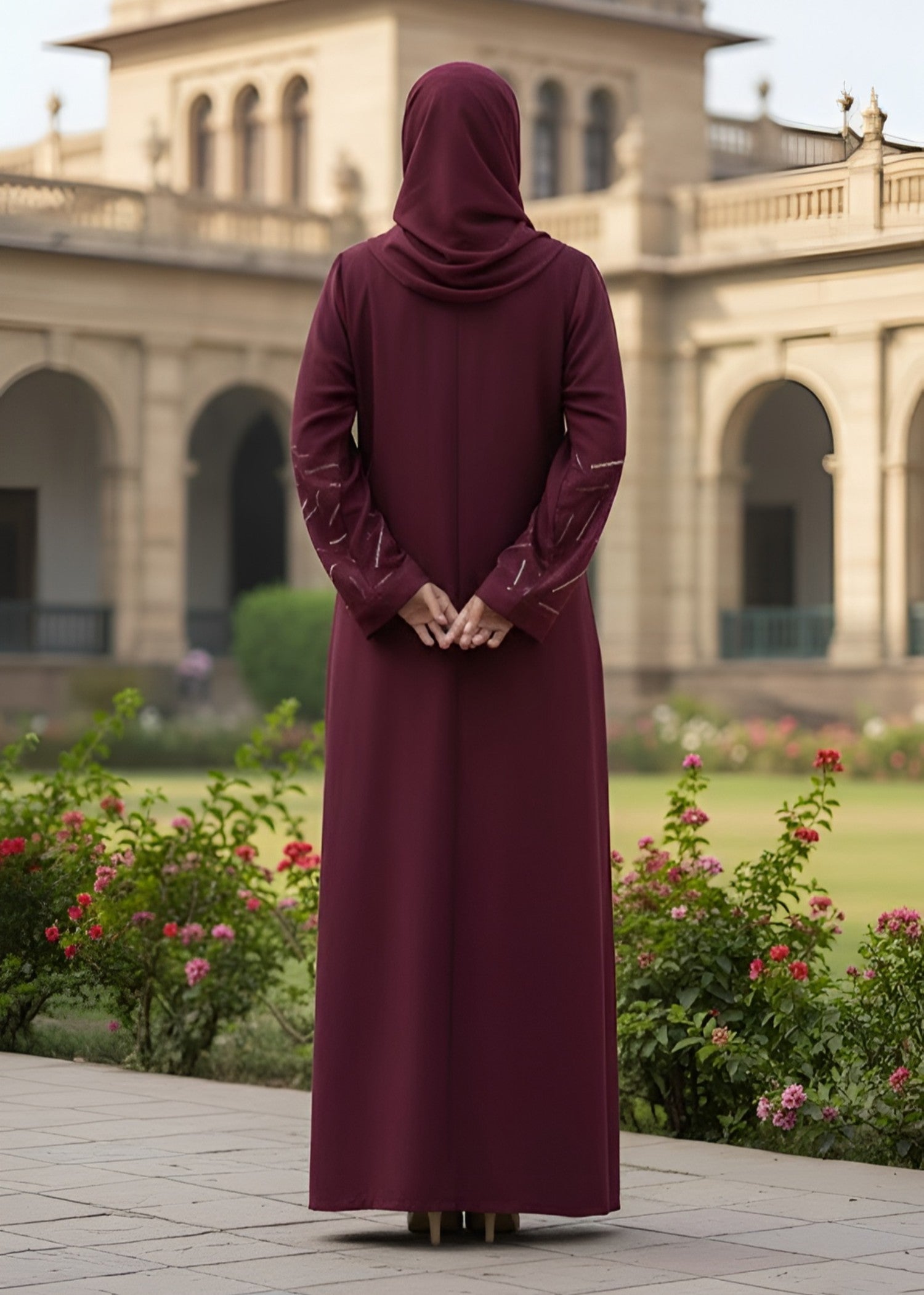 nidha Abaya in Burgundy