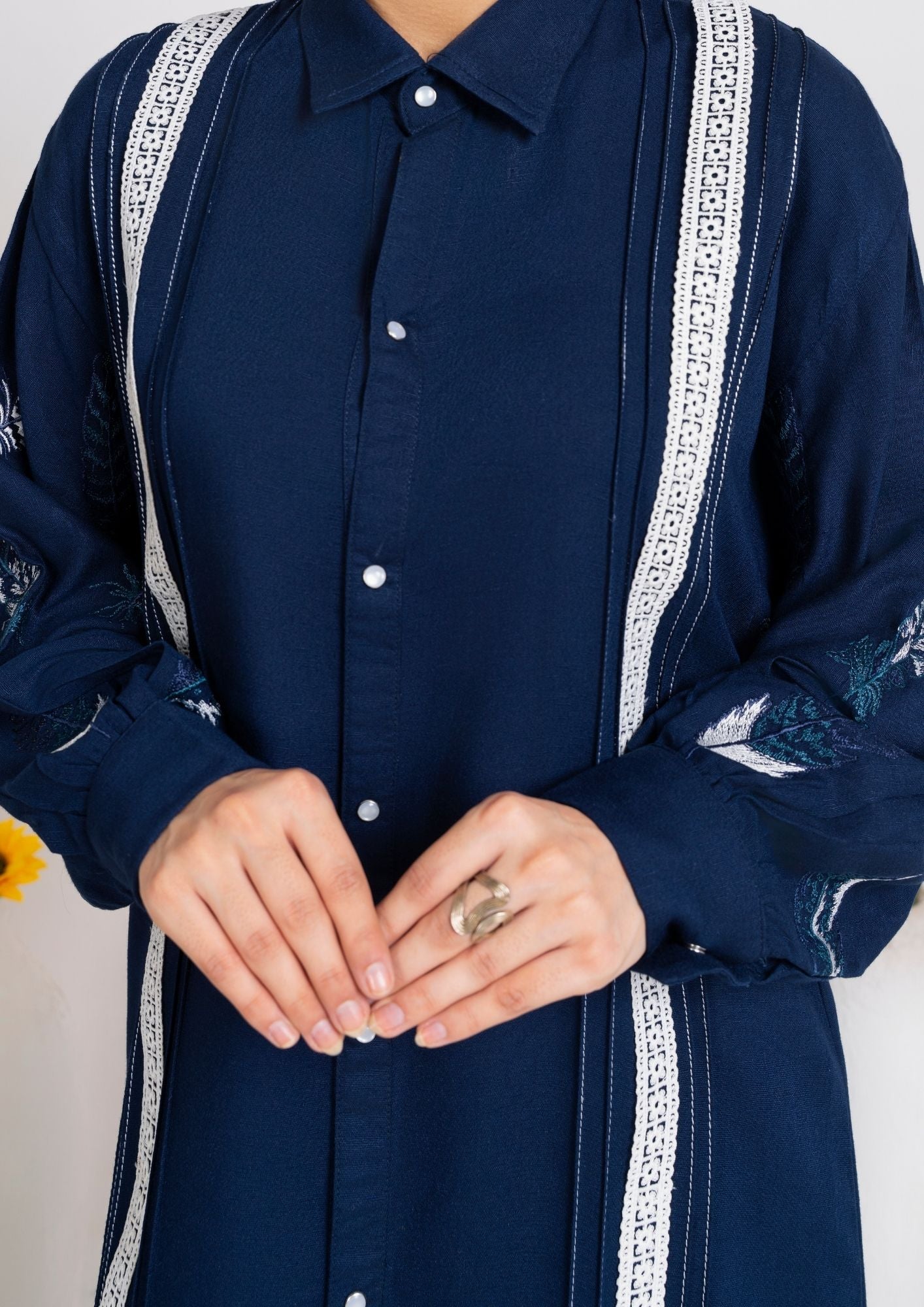 silk karandi Kurta Set in Navy blue