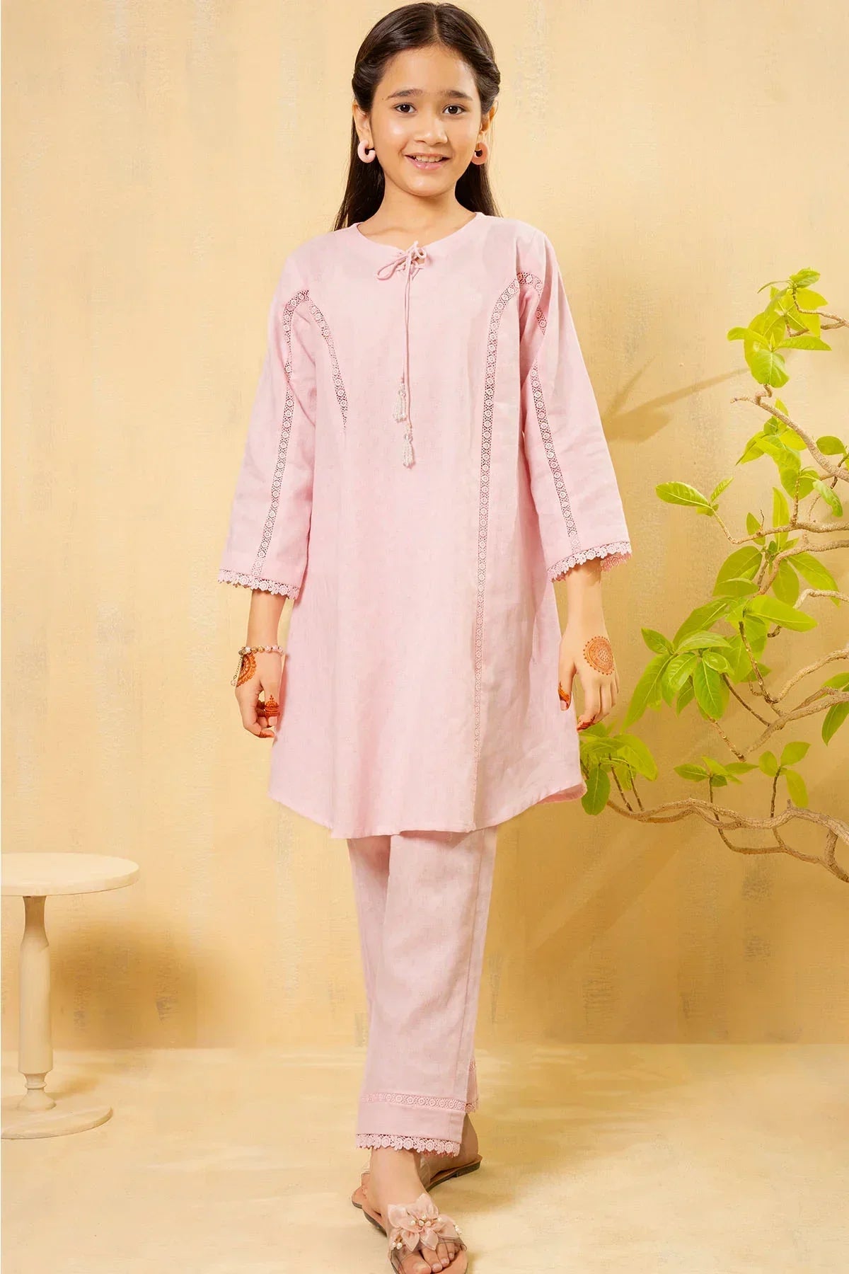chambray Short Frock in Pink