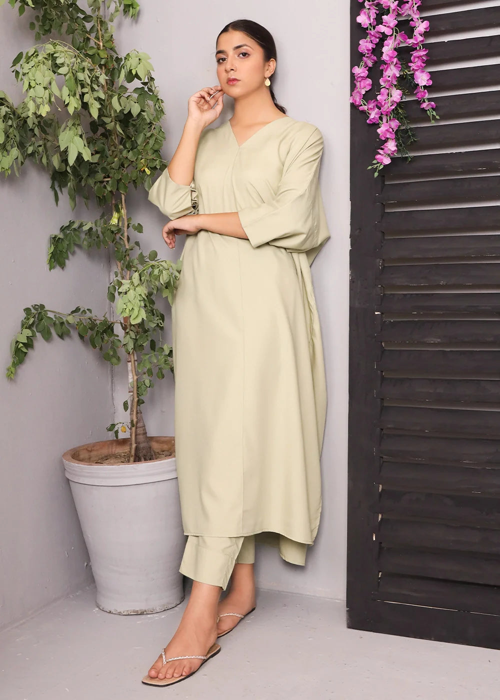 polyester Co Ord Sets in Sage green