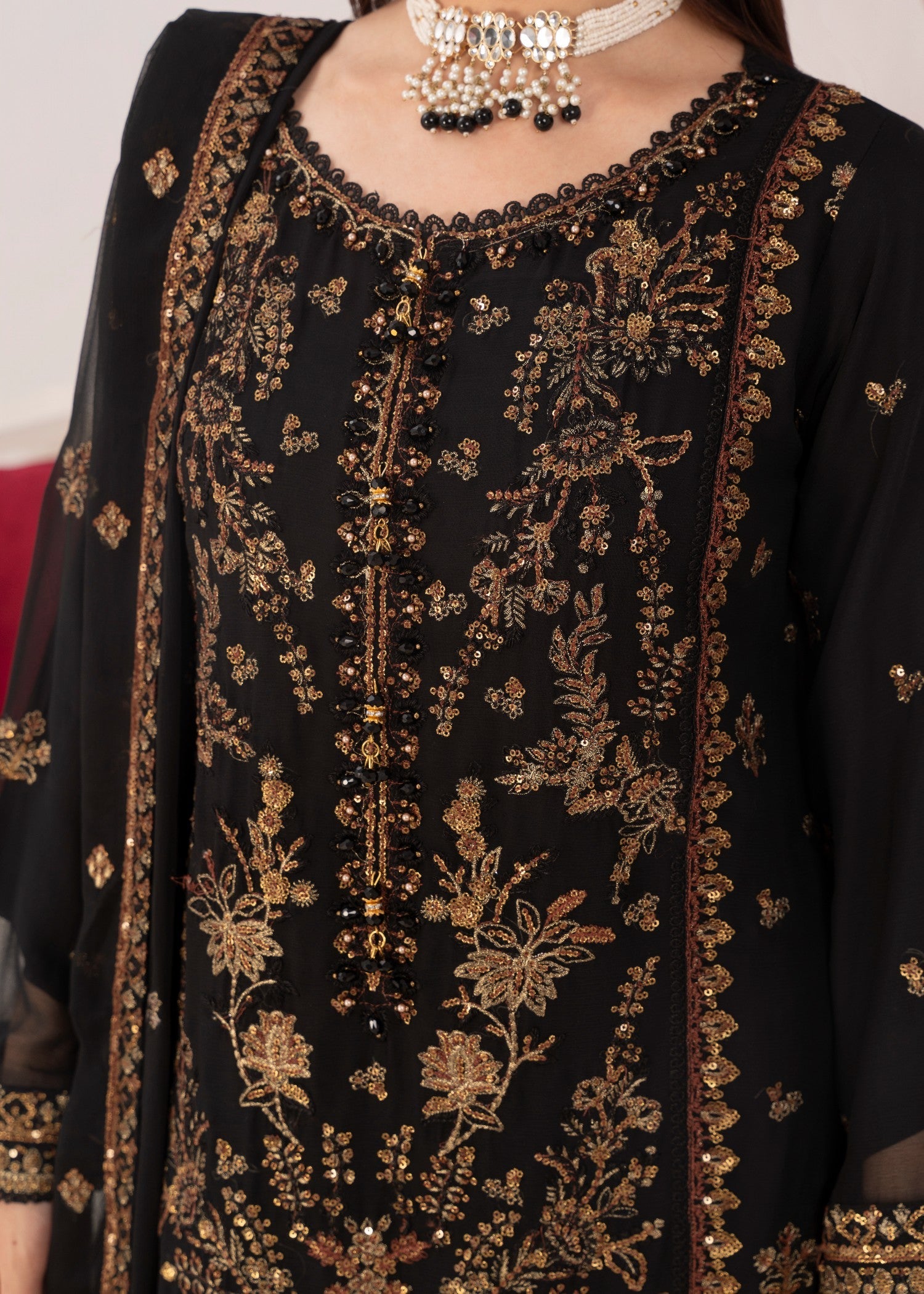 chiffon Sharara in Taupe black