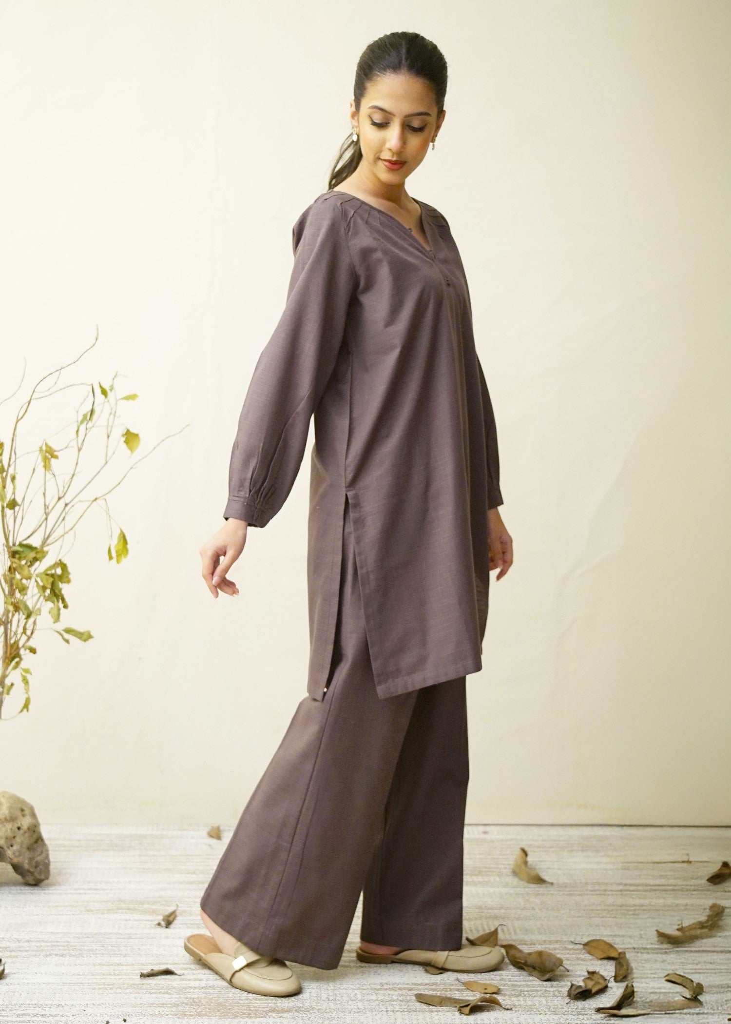 khaddar Co Ord Sets in Brown