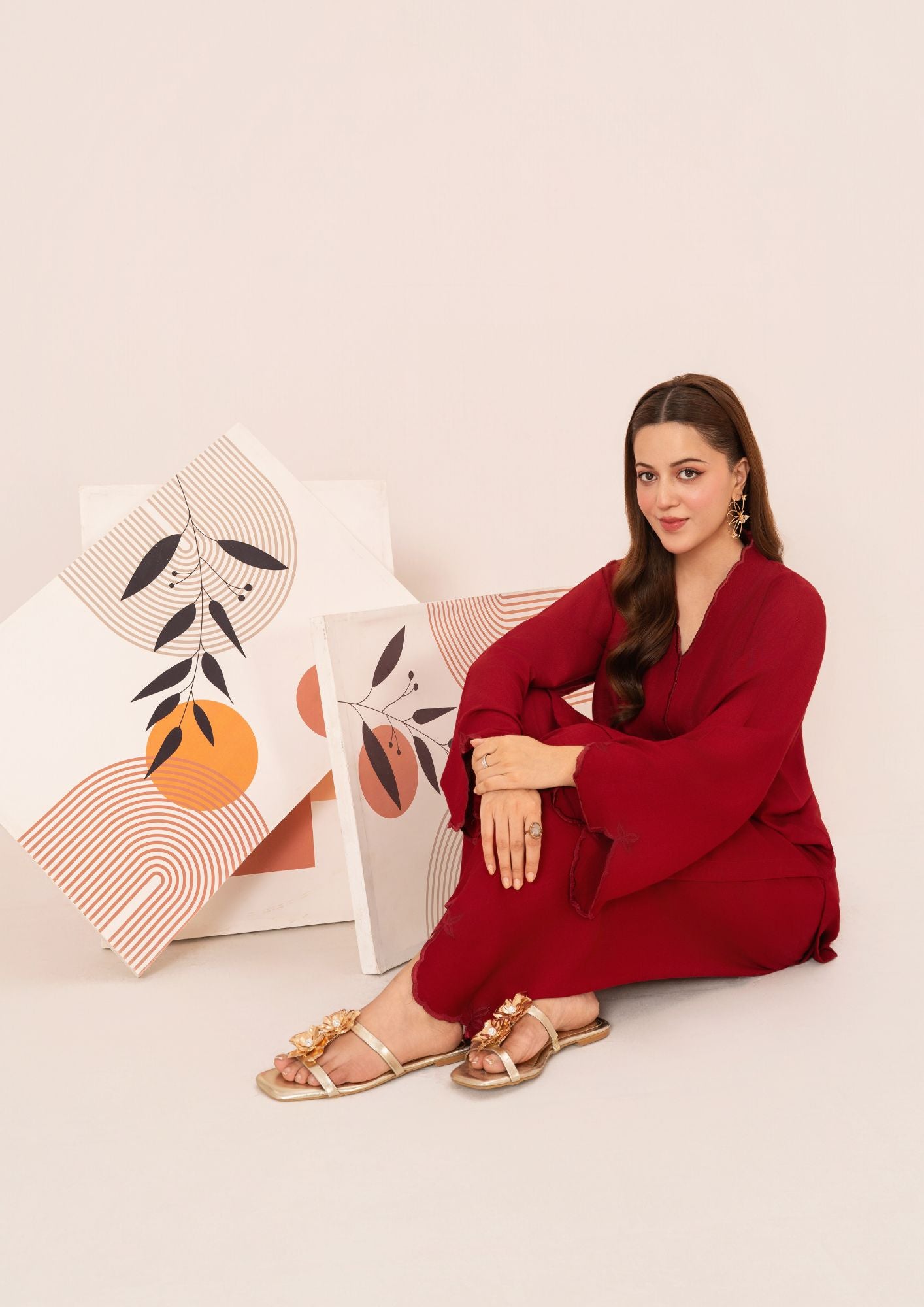 silk karandi Kurta Set in Maroon