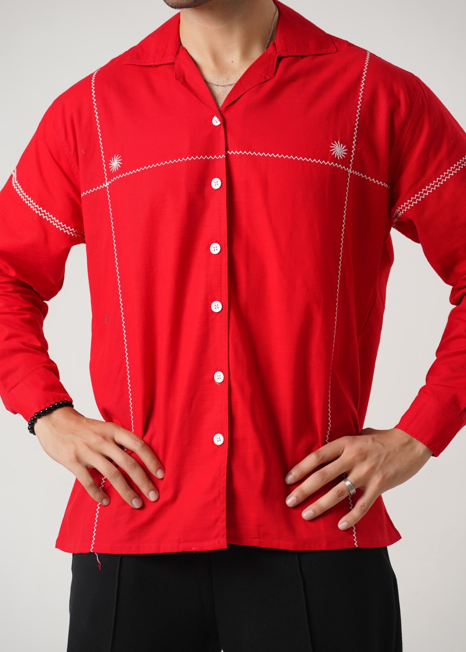summer khaddar Casual Shirt in Red