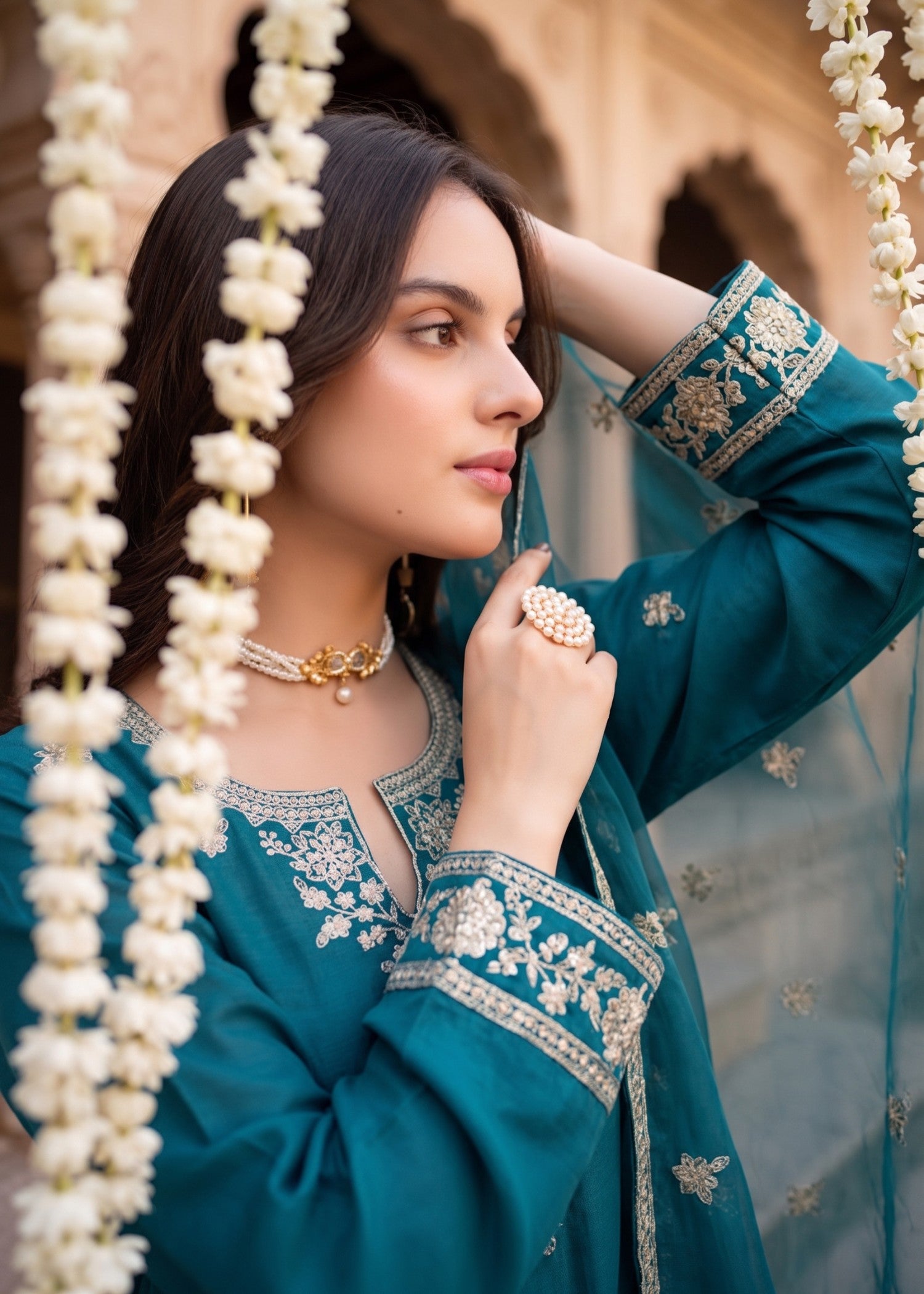 kattan silk Kurta Set in Teal