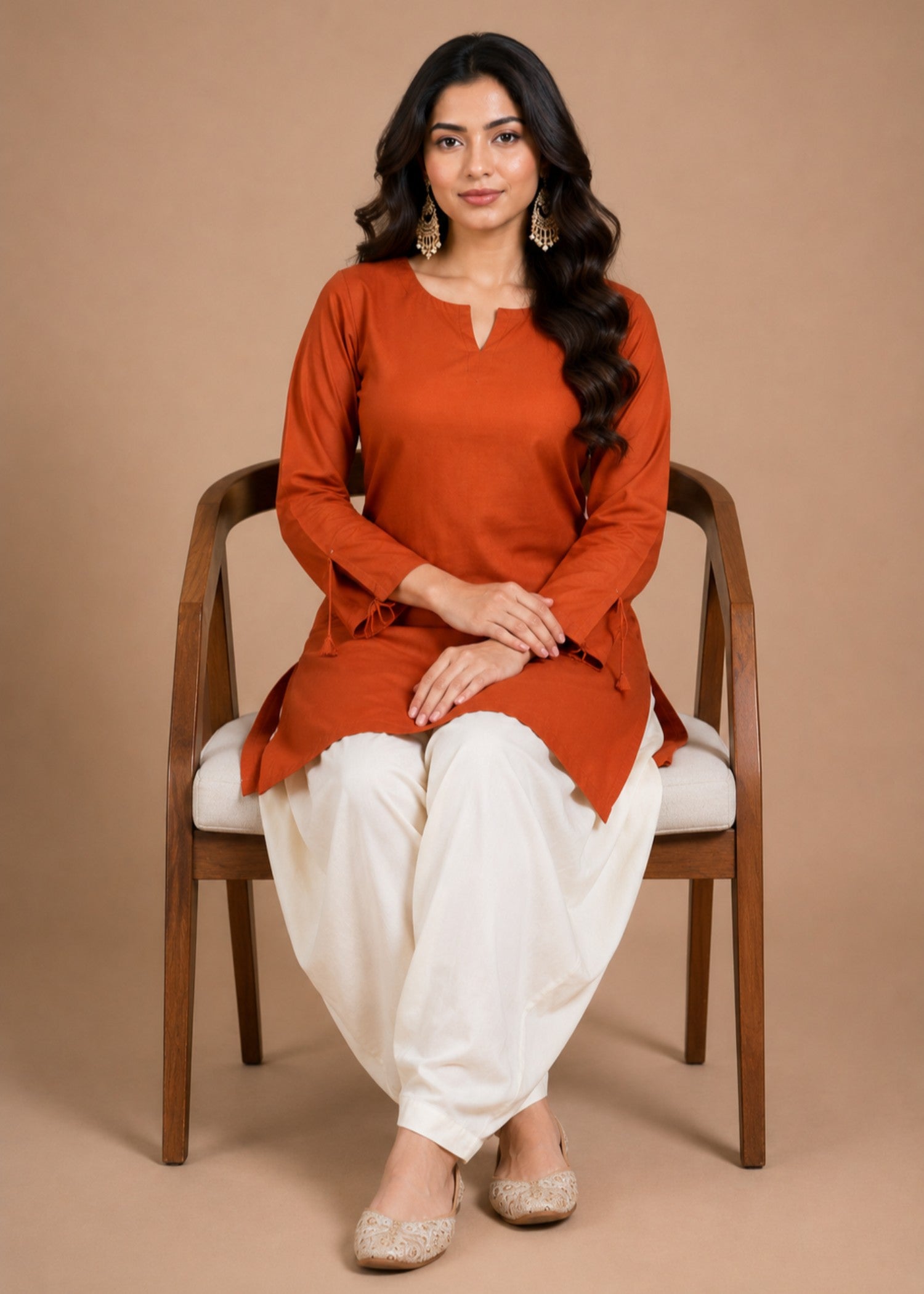 linen Co Ord Sets in Rust orange