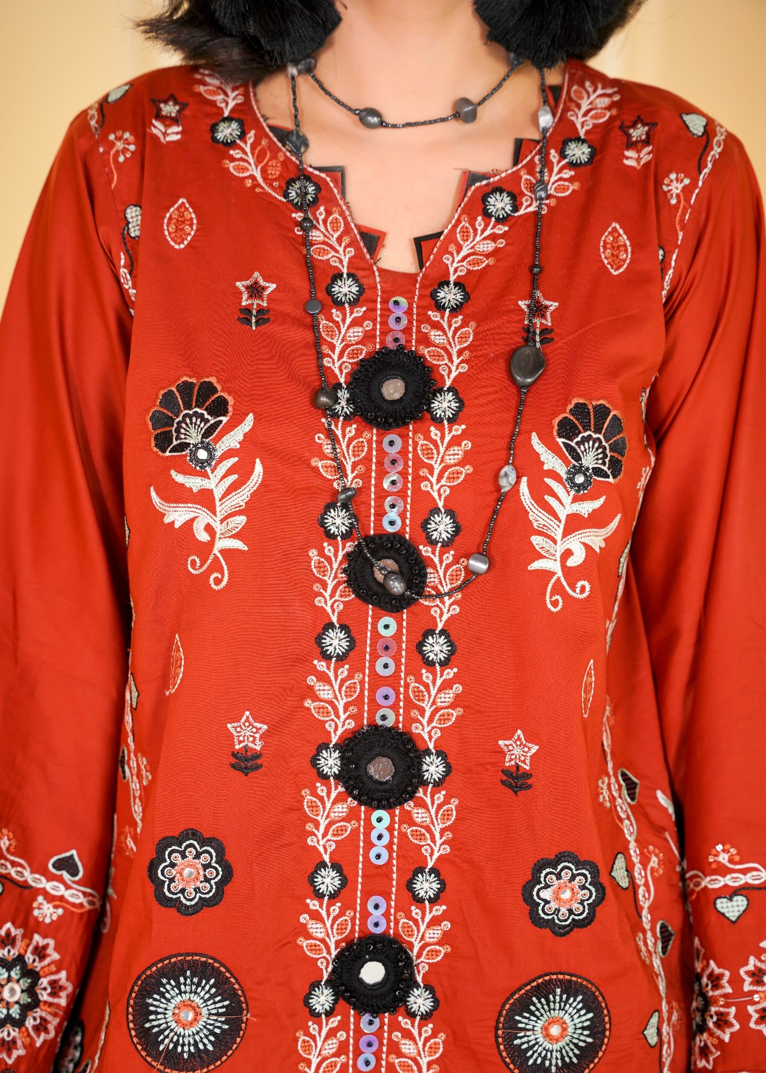 lawn cotton Kurta Set in Rust orange
