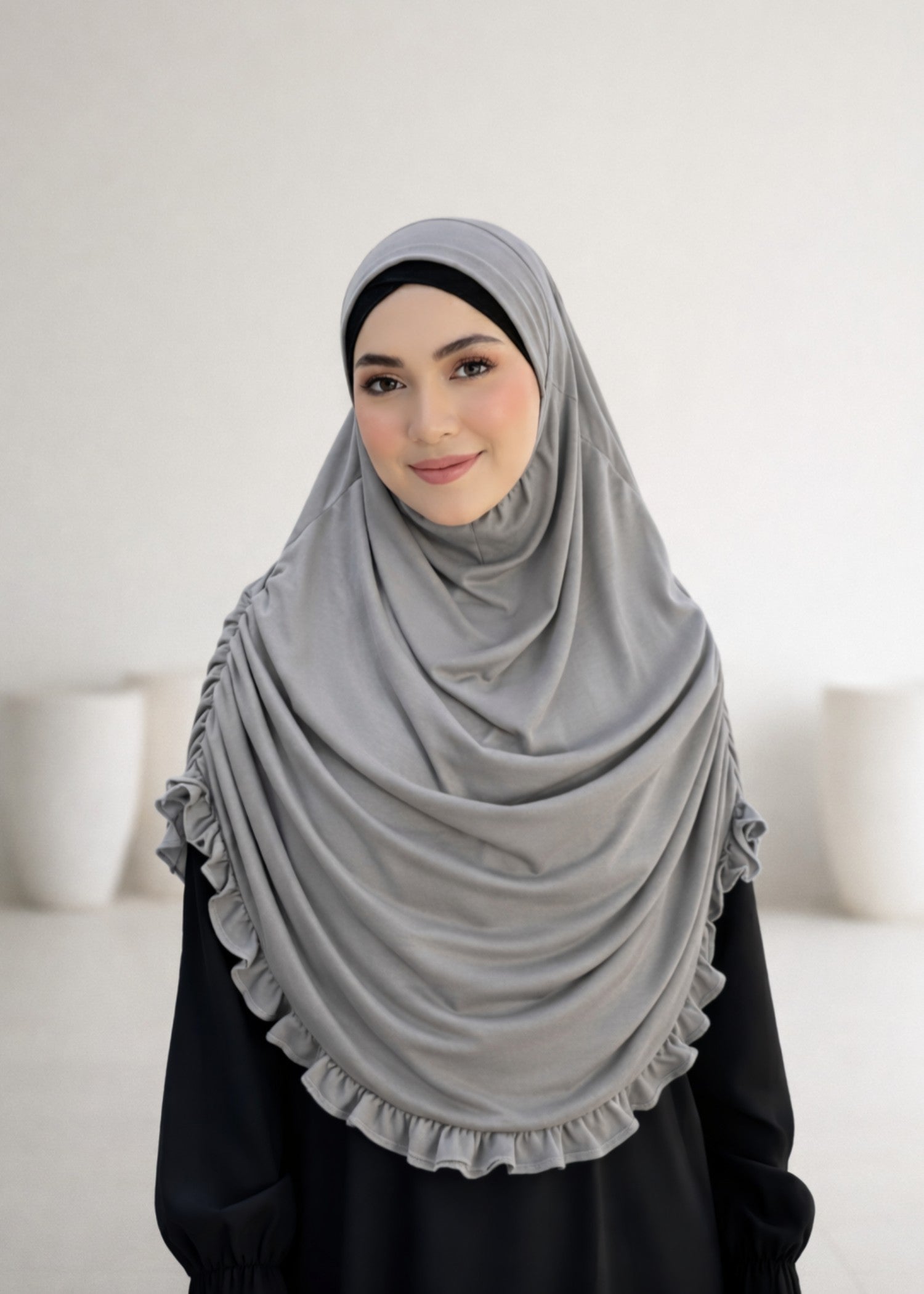 single jersey knit Hijab in Pastel grey