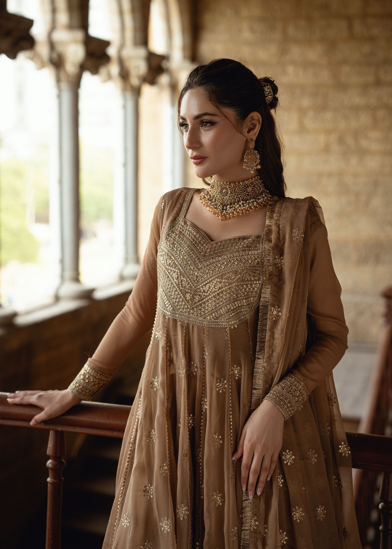 chiffon Maxi in Camel brown