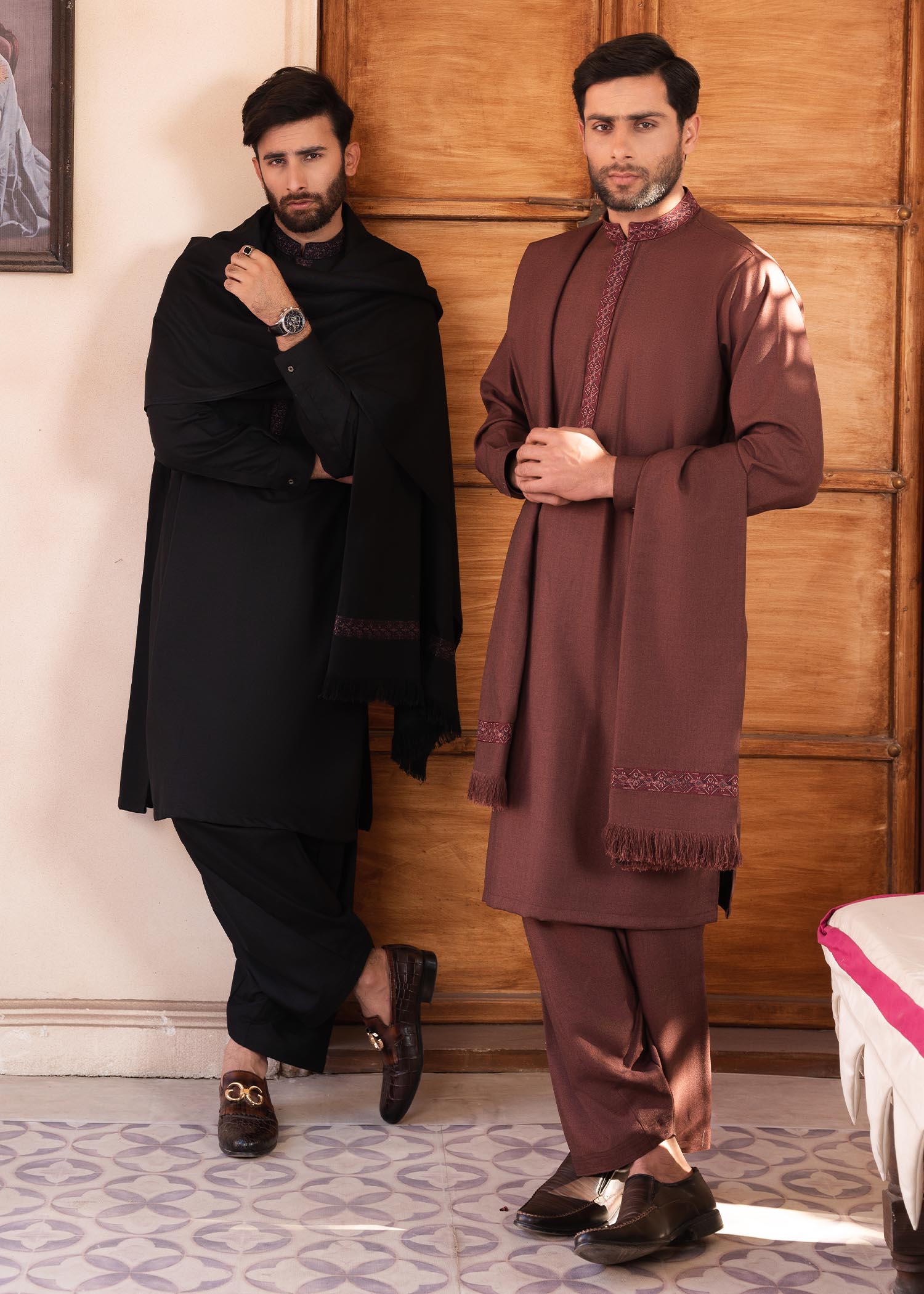 wool Shalwar Kameez in Black
