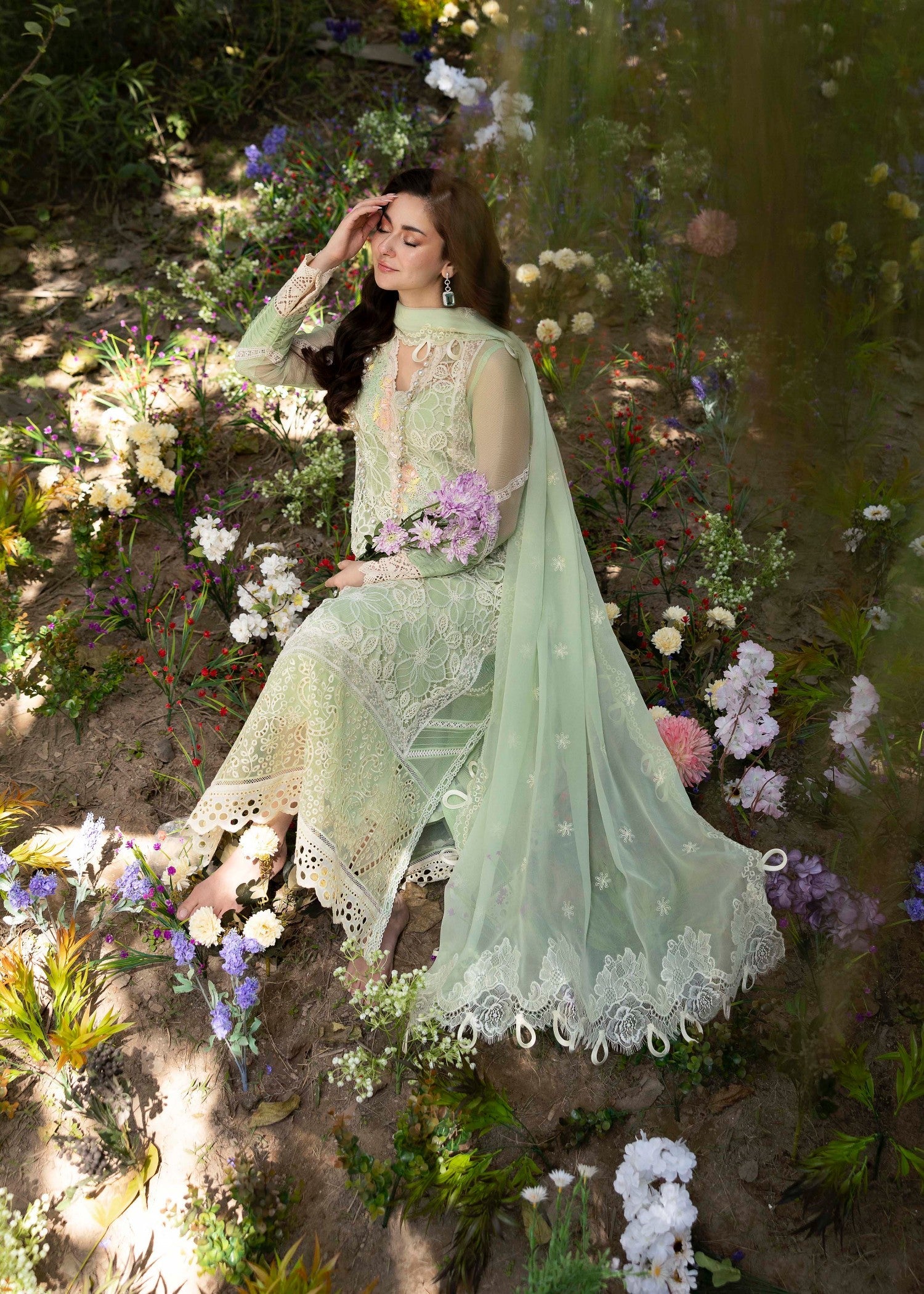 voile Unstitched in Pistachio green