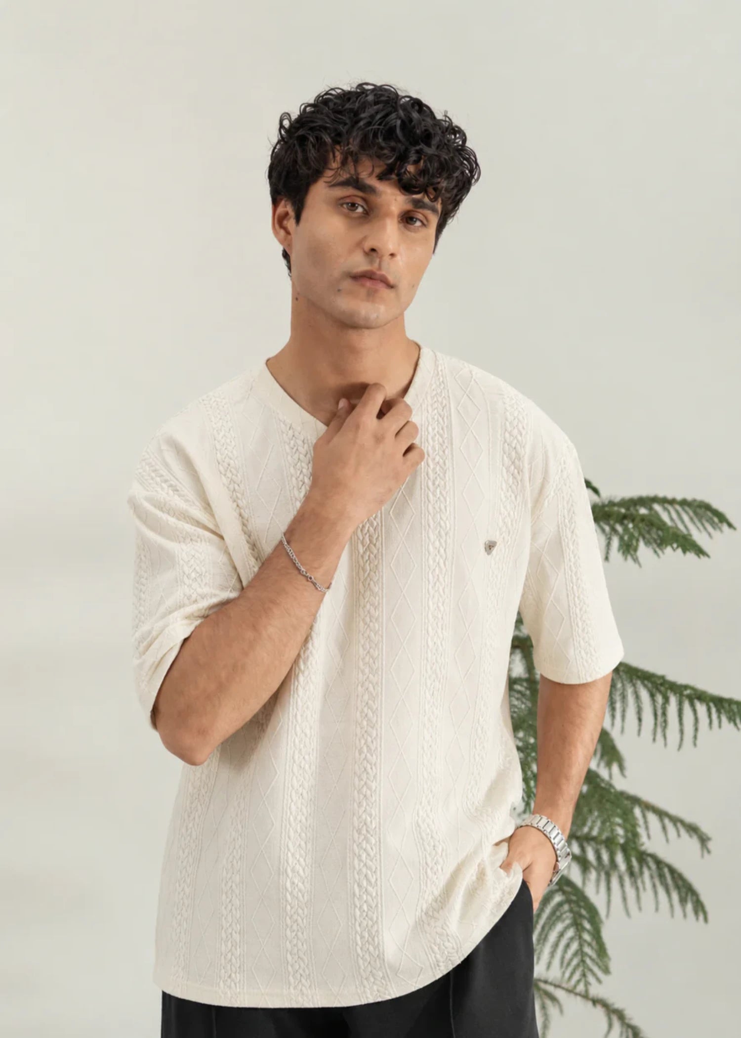 cotton T Shirt in Cream