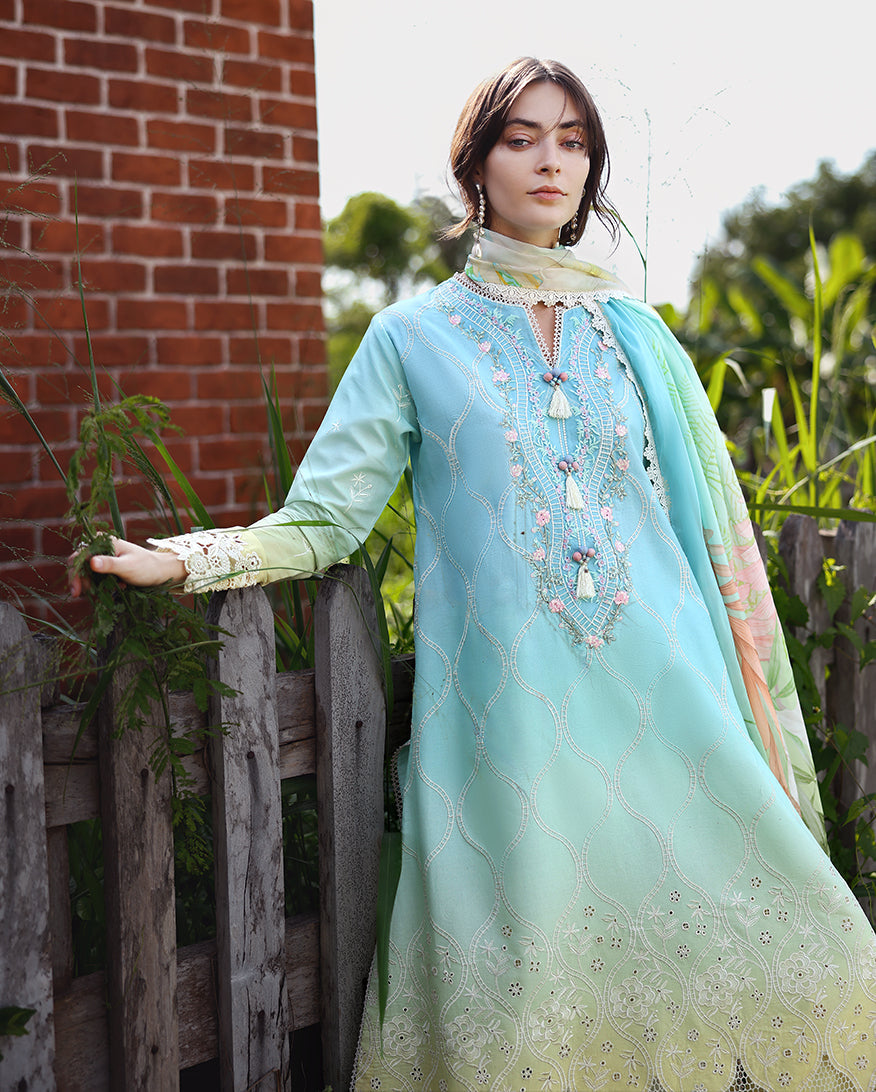 Solace Ombre Chikankari Lawn – Ethereal Pause