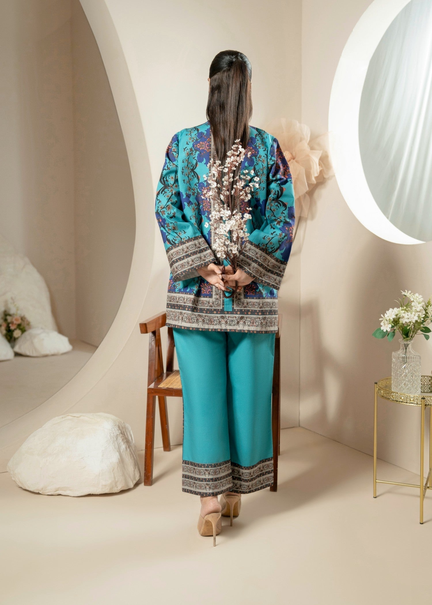 khaddar Co Ord Sets in Dark cyan