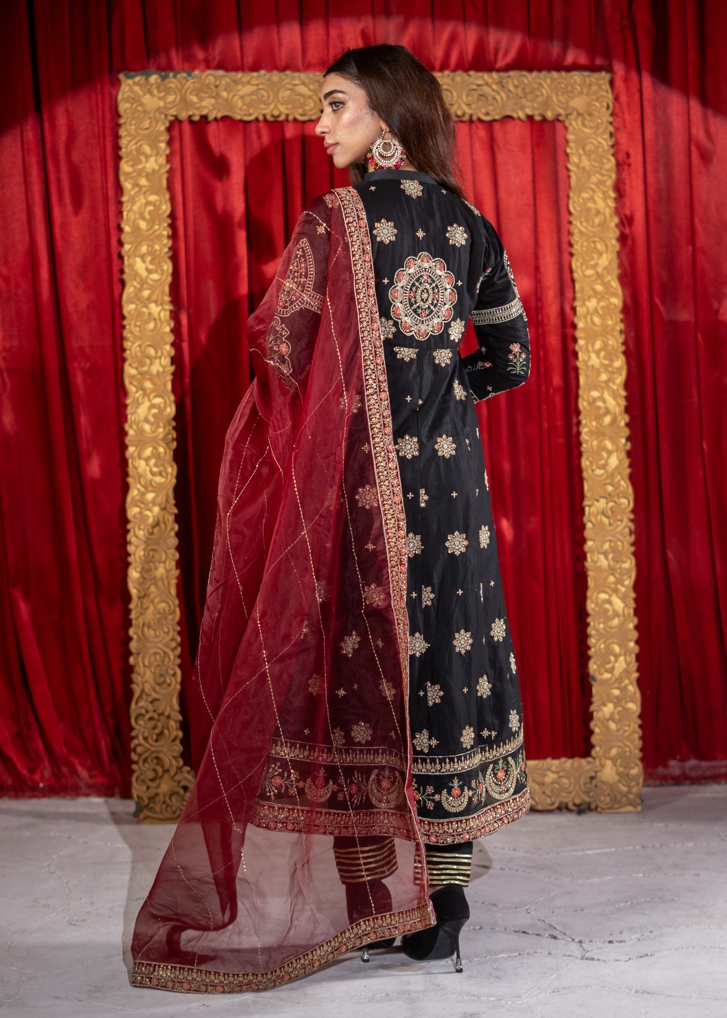 cotton Anarkali in Black