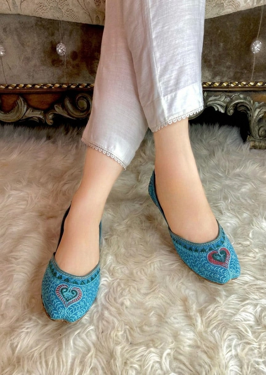 Khussa in Ocean blue by - High Quality Women Khussa UOP4117