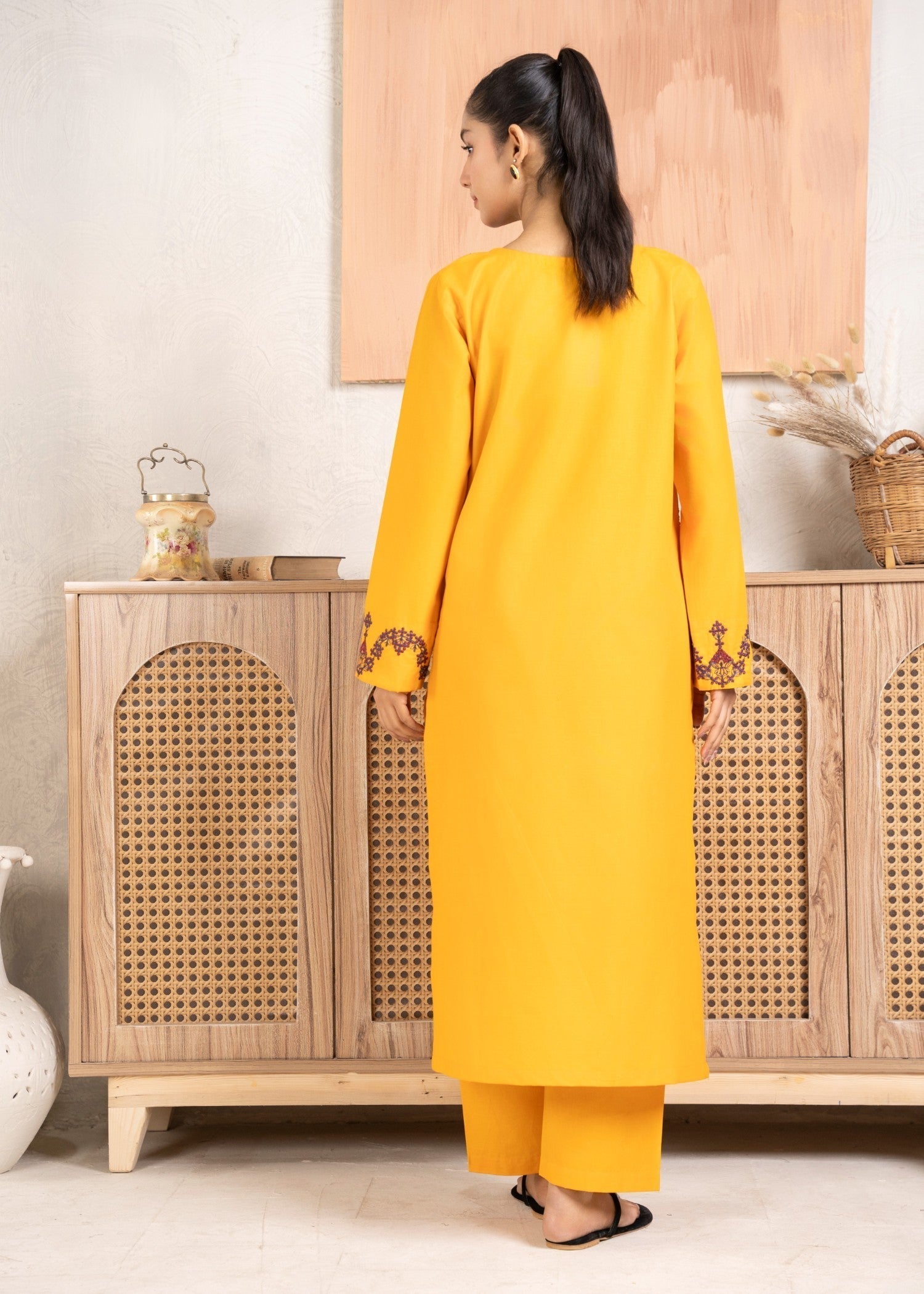 cotton Kurta Set in Amber