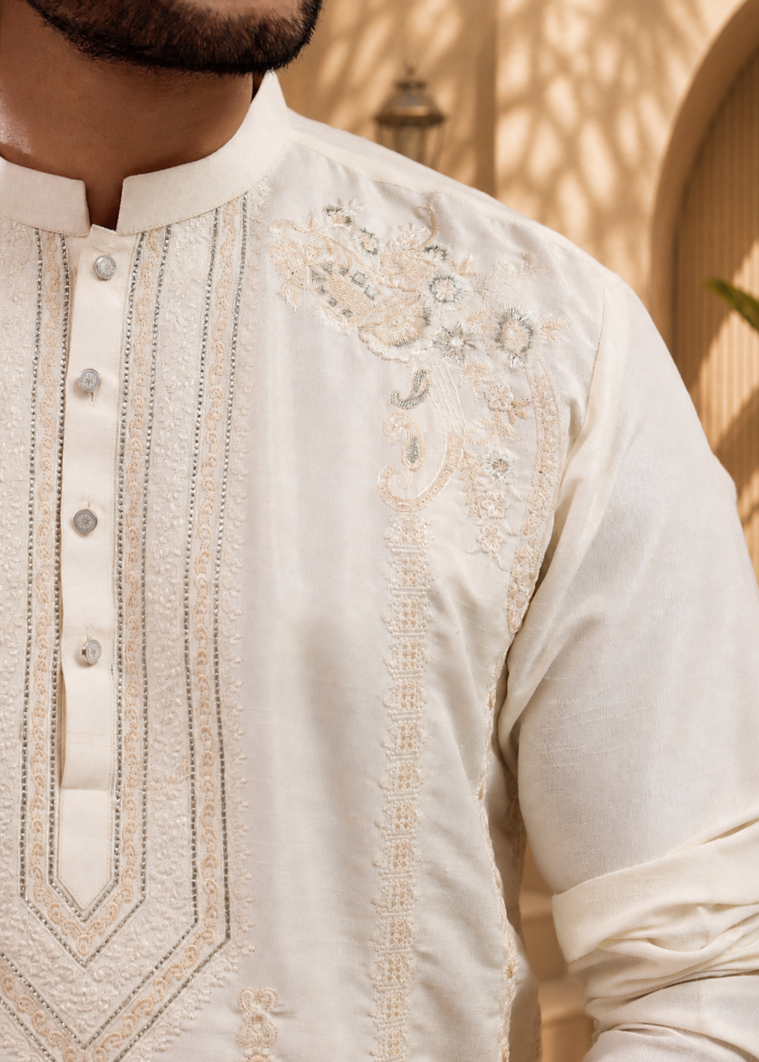 pk raw silk Kurta Set in Cream