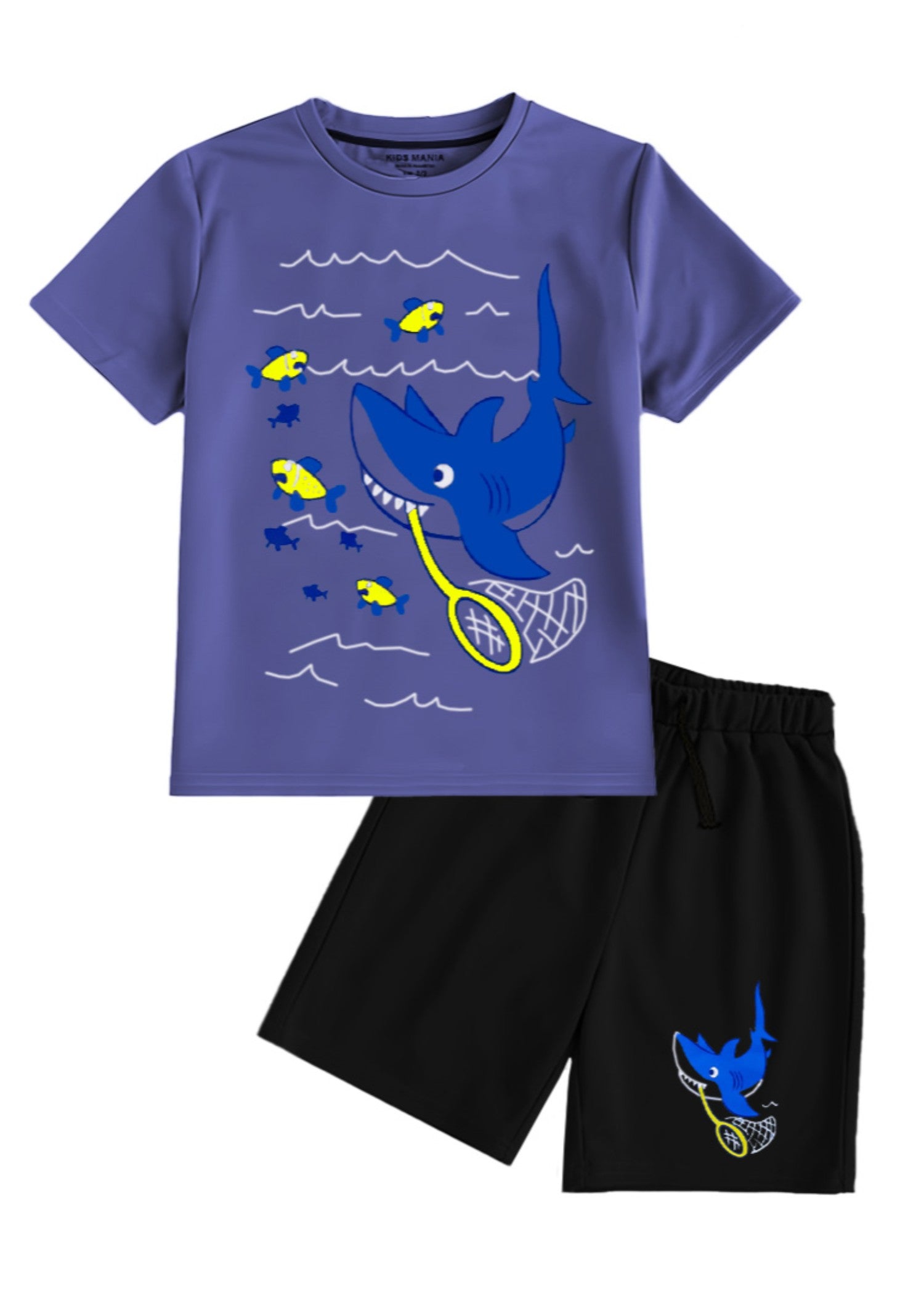 cotton jersey T Shirt in Royal blue, black