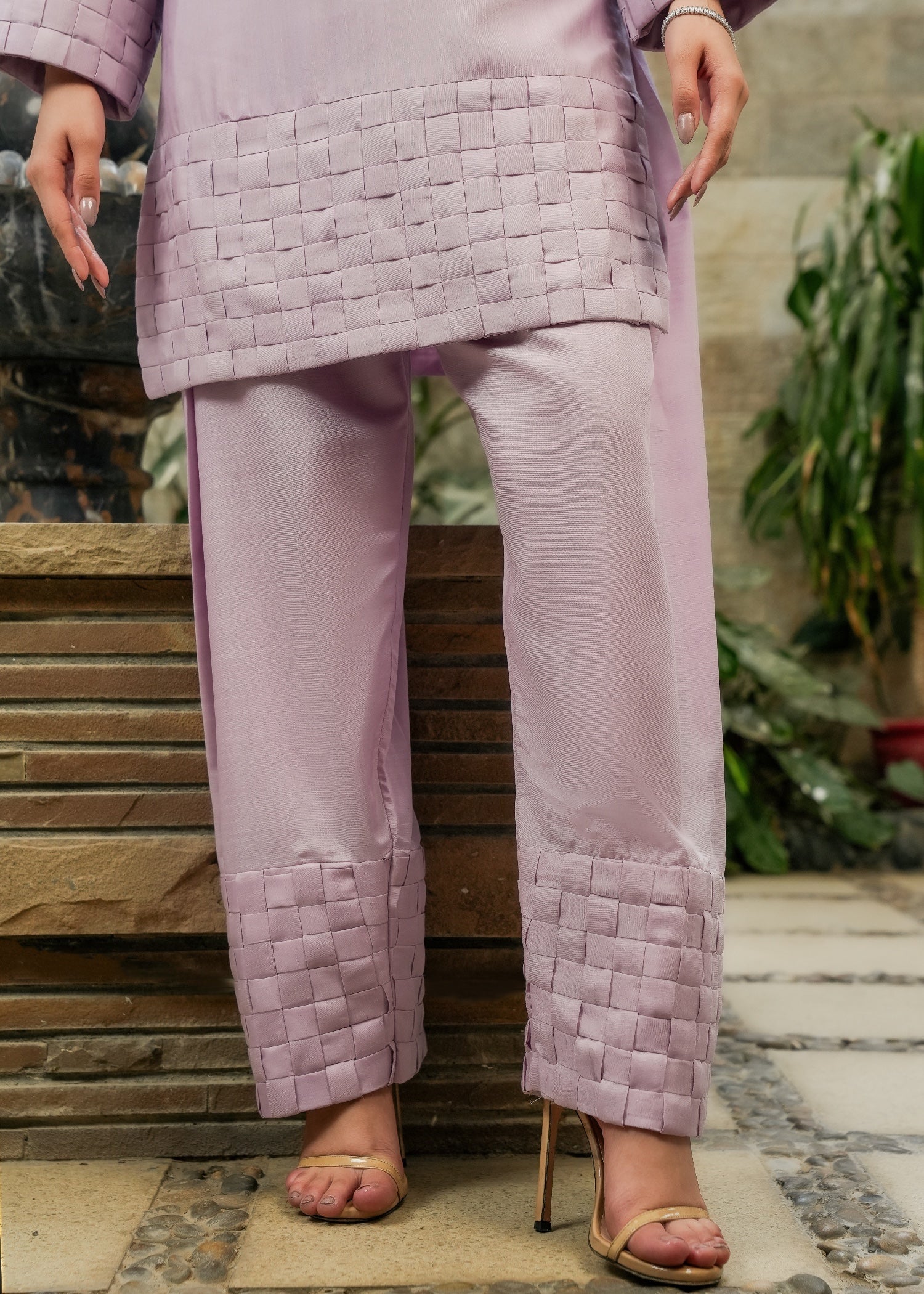 korean raw silk Kurta Set in Lilac