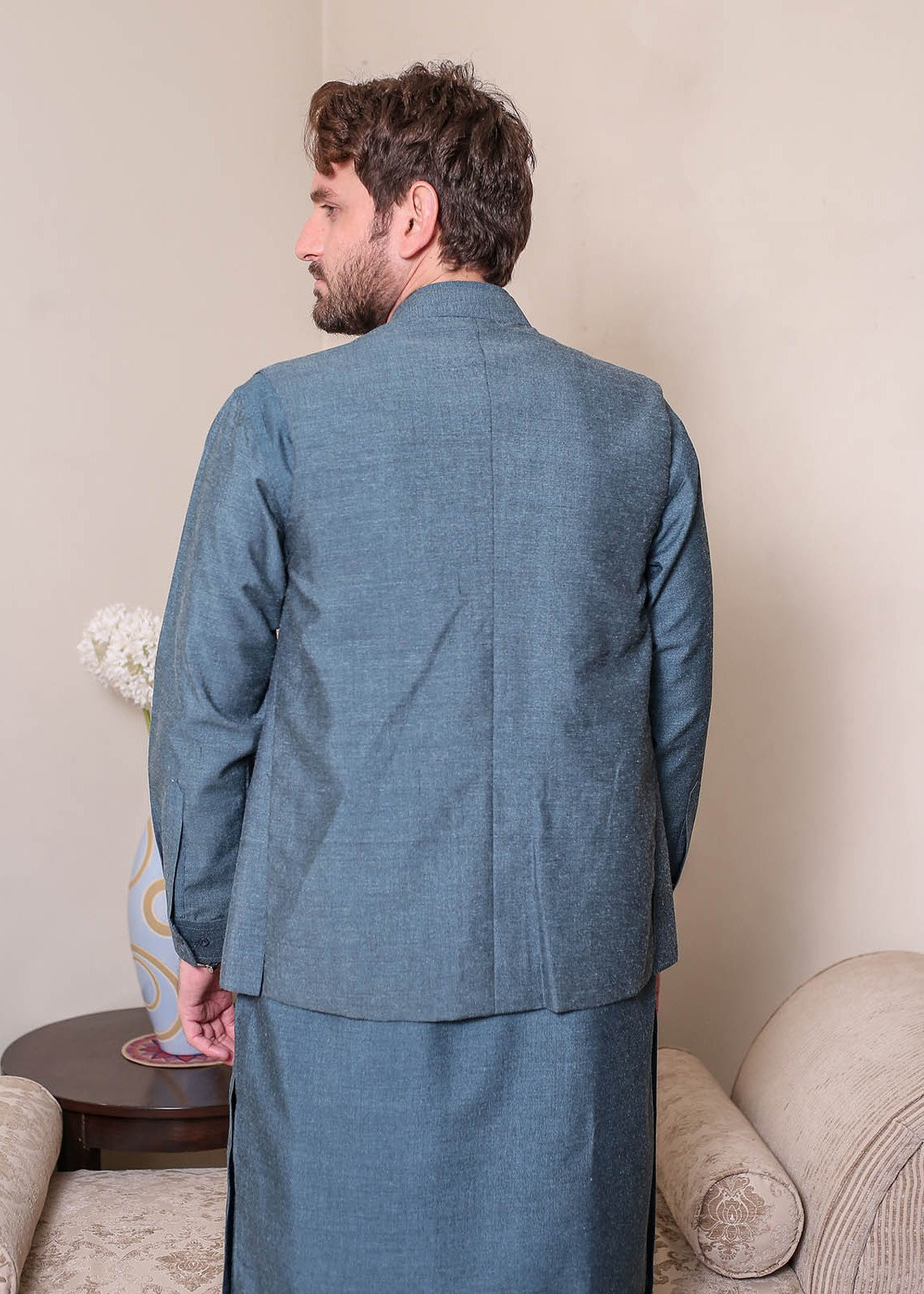 wool viscose Waistcoat in Blue