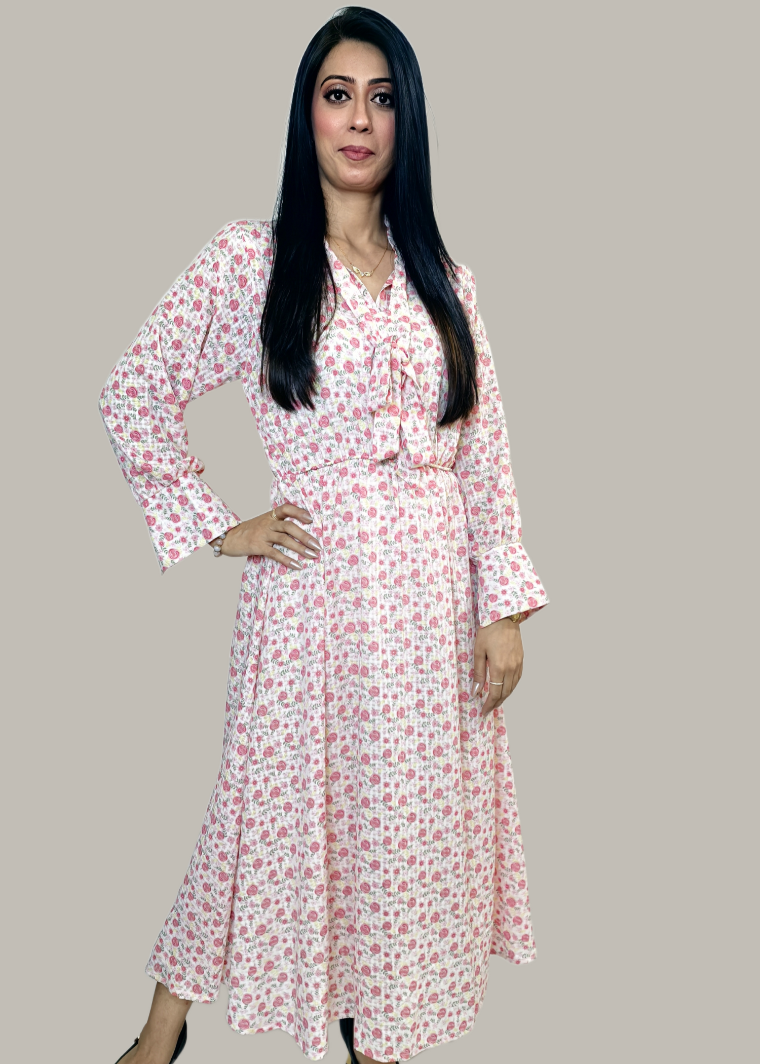 georgette Maxi in Pastel pink
