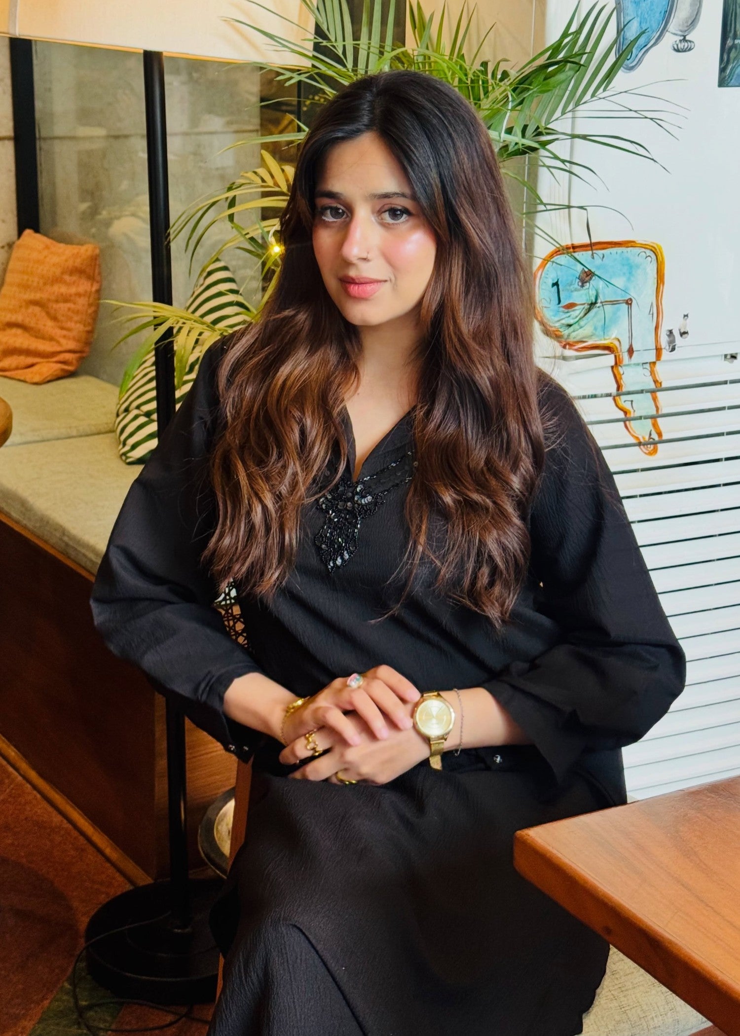 textured grip Kurta Set in Black