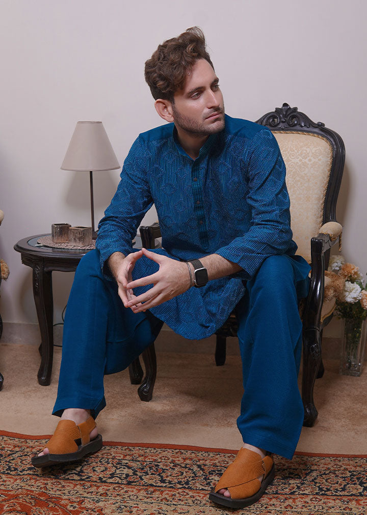 raw silk Shalwar Kameez in Sea green