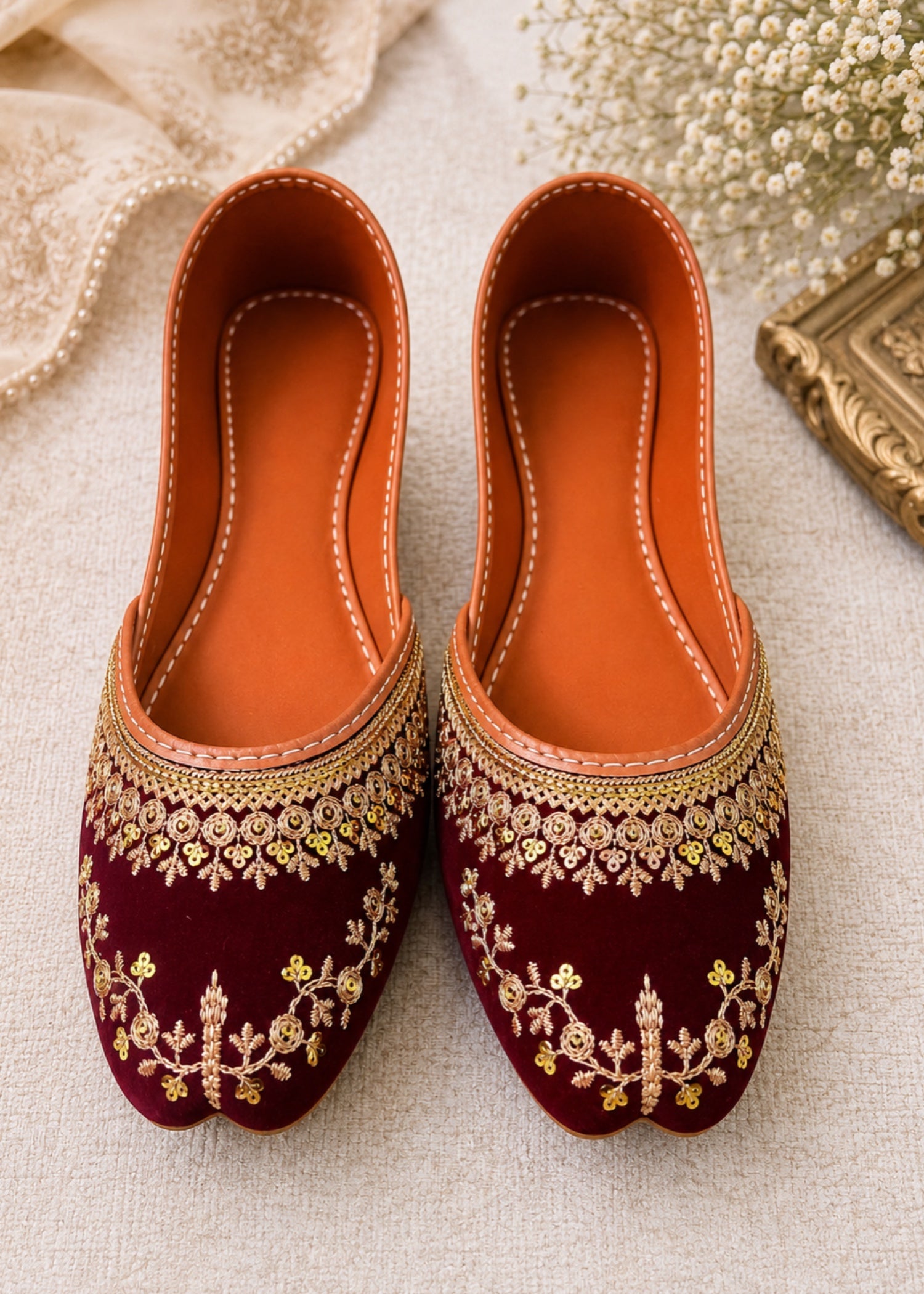 Khussa in Maroon by - High Quality Women Khussa OLX6854