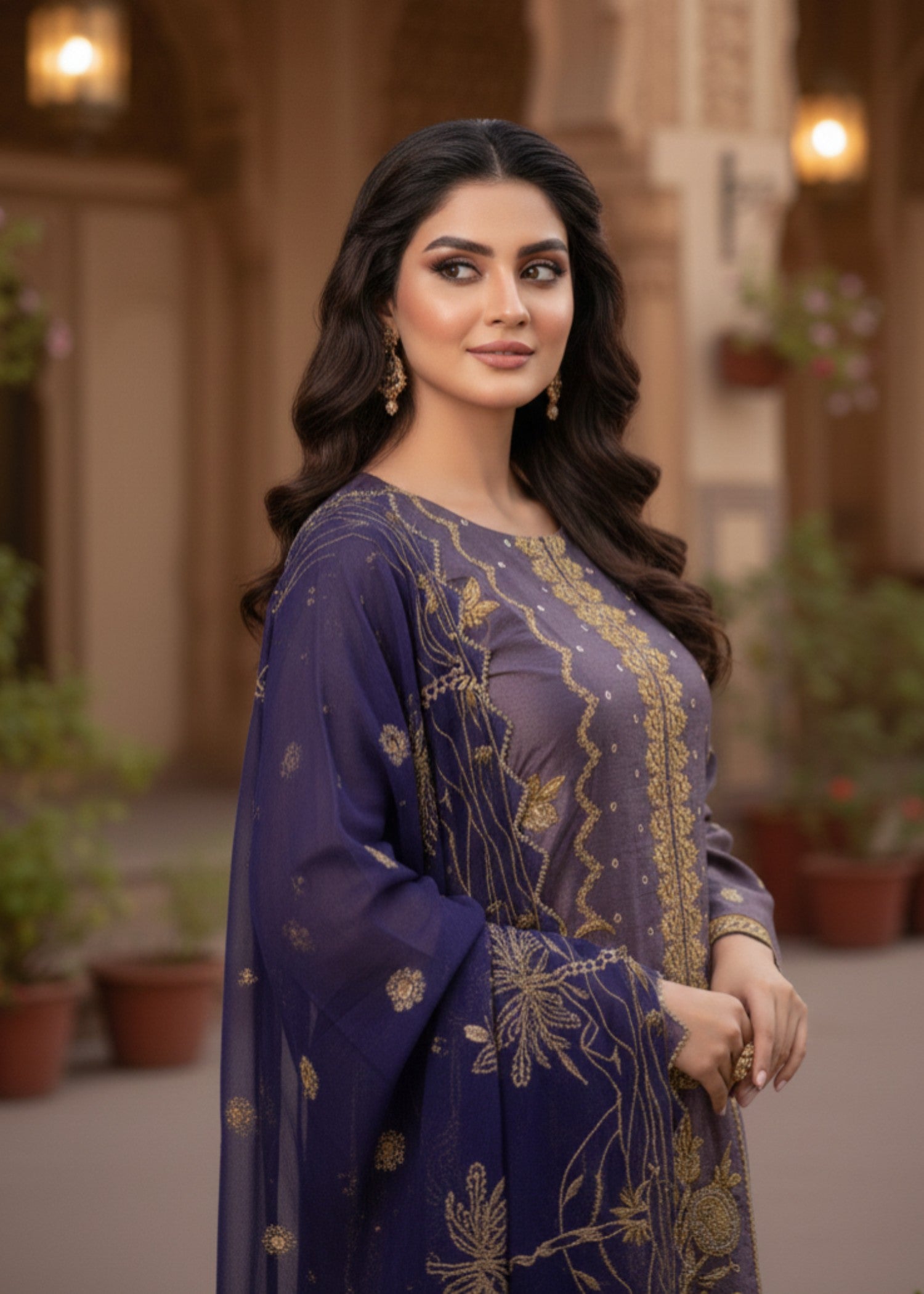 masuri Kurta Set in Purple