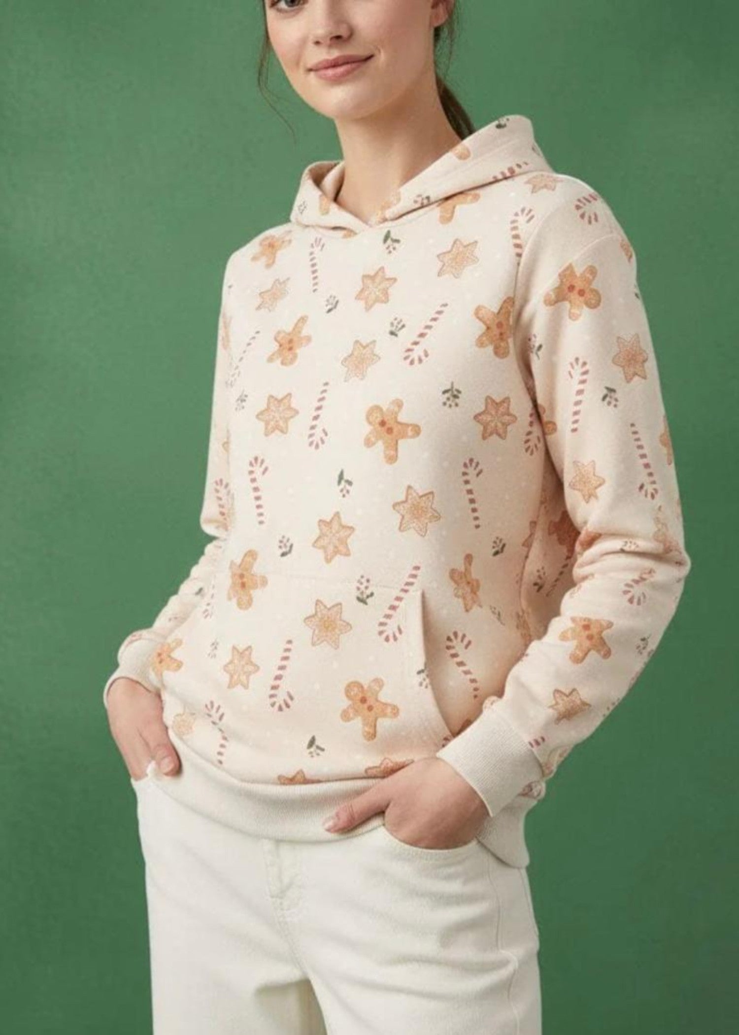 fleece Hoodie in Beige